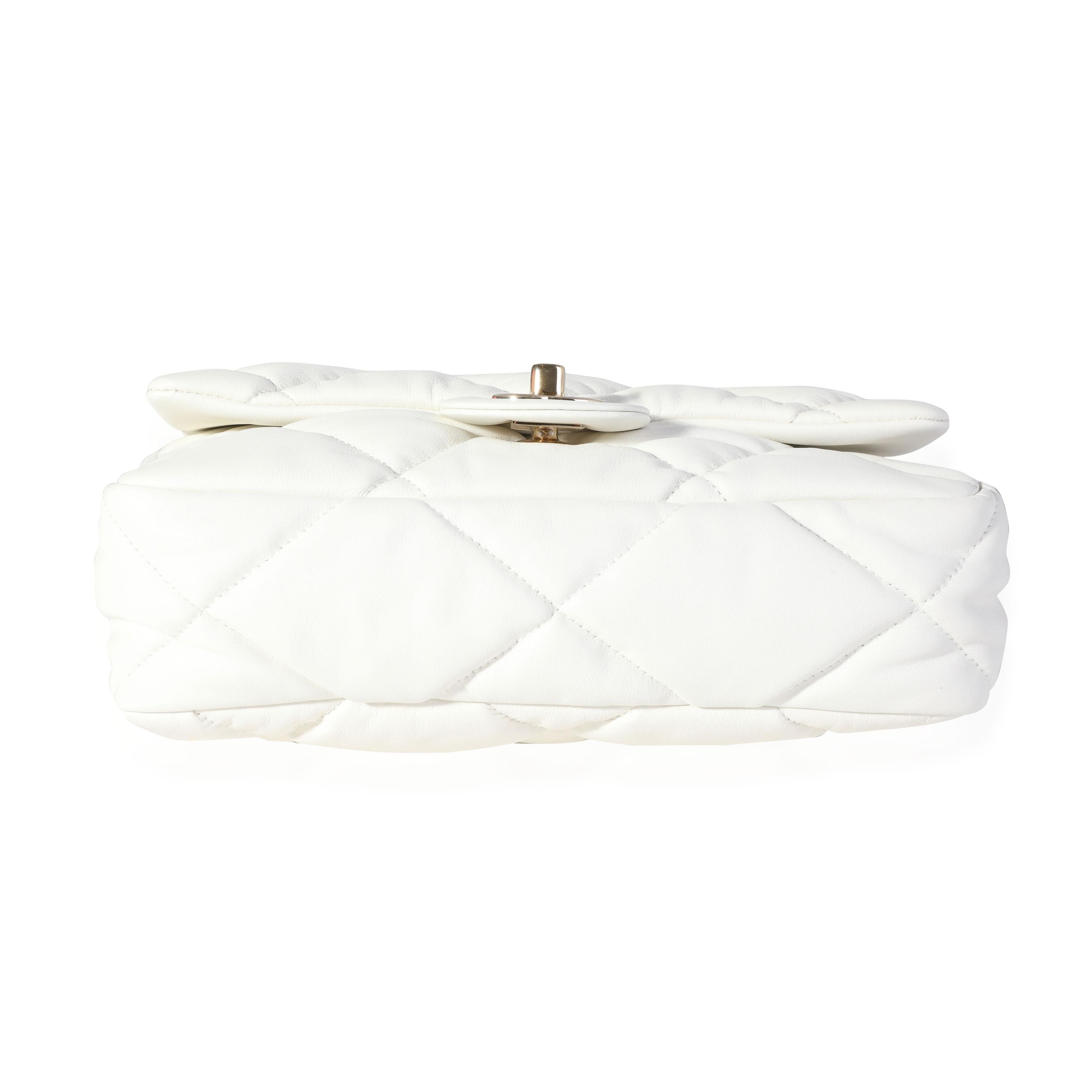 Chanel White Quilted Lambskin Bubble Flap Bag 2