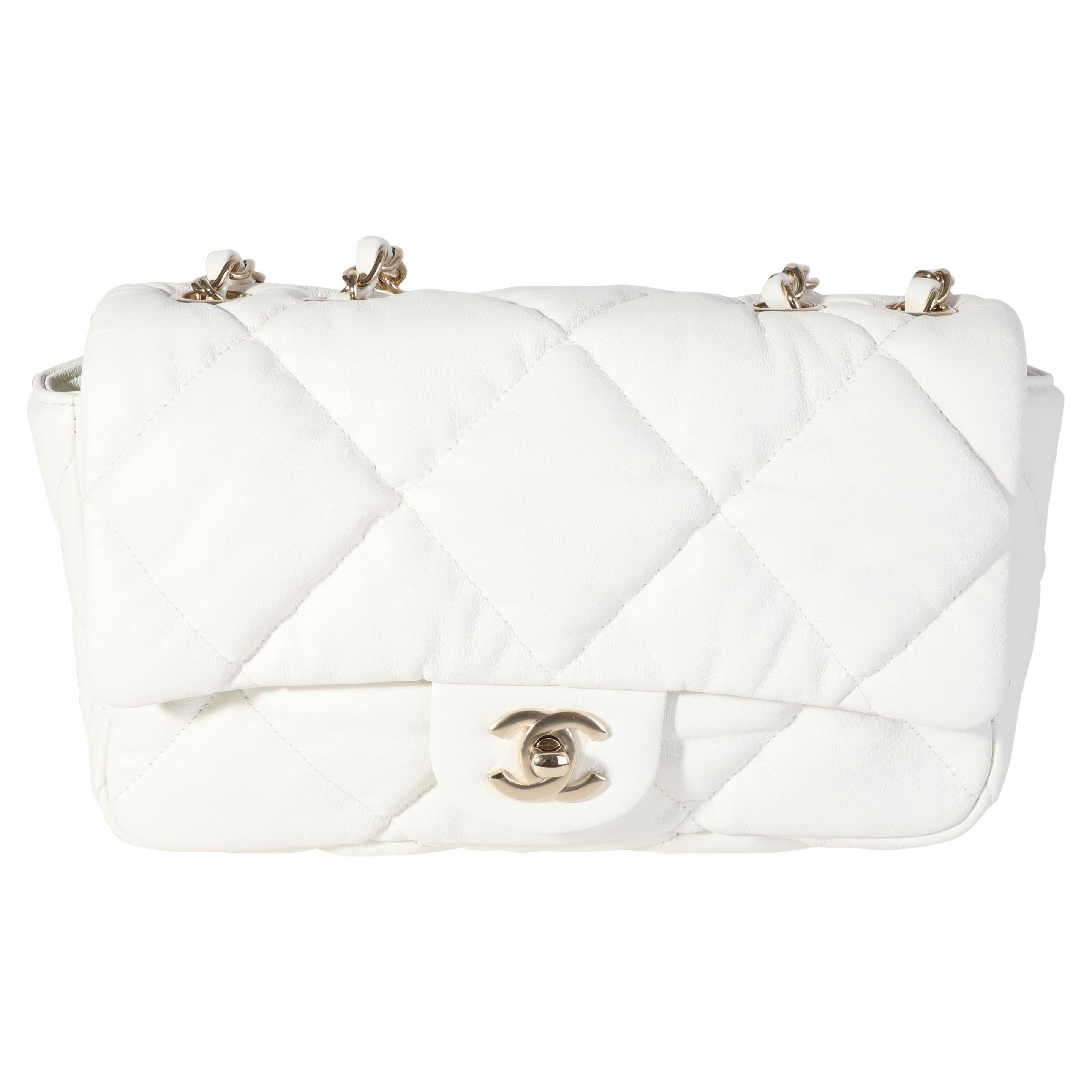 Chanel White Quilted Lambskin Bubble Flap Bag at 1stDibs