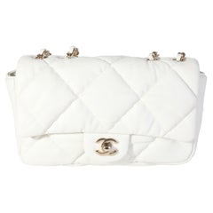 Chanel White Quilted Lambskin Bubble Flap Bag
