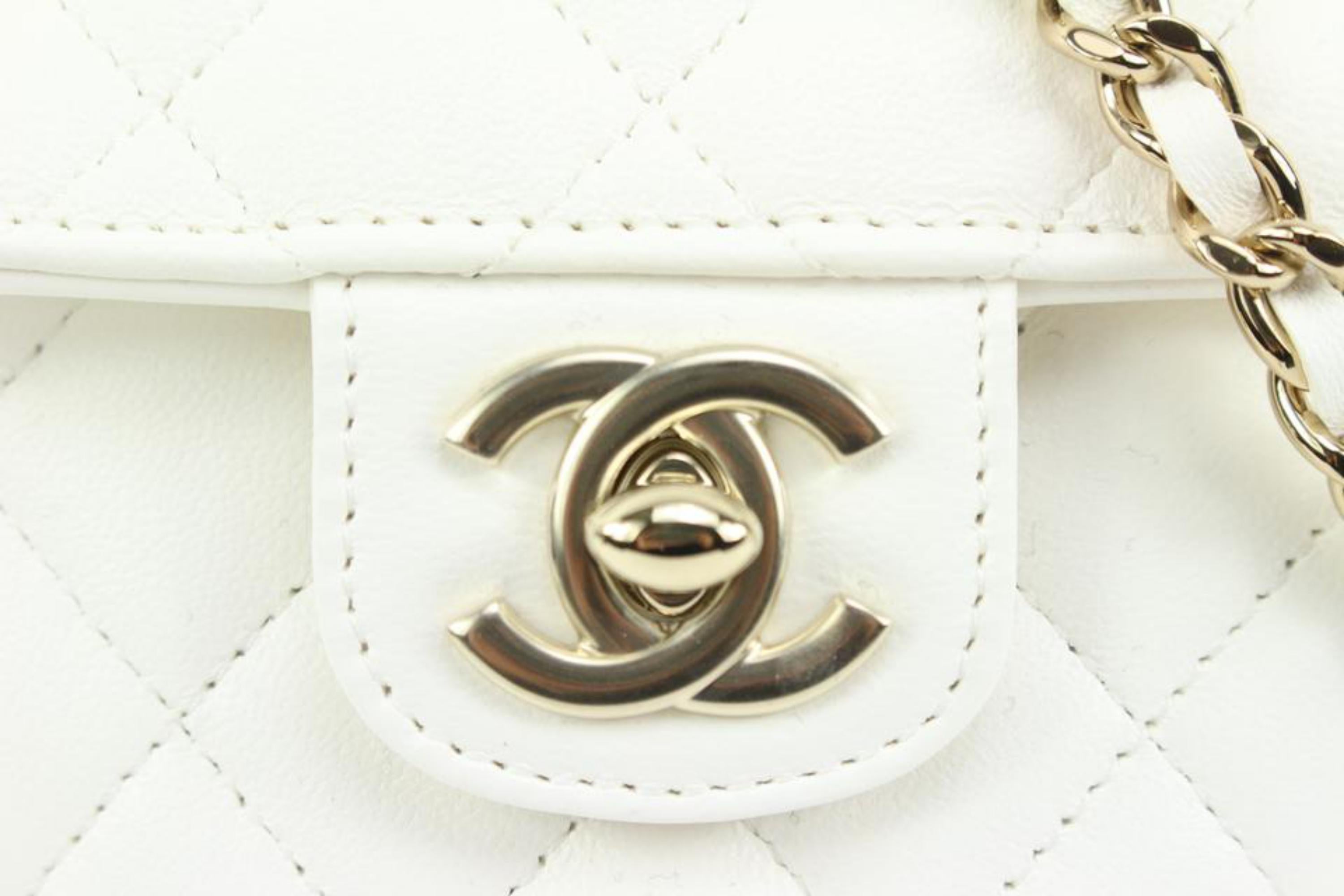 Chanel White Quilted Lambskin CC in Love Heart Bag Clutch on Chain 26cz420s 2