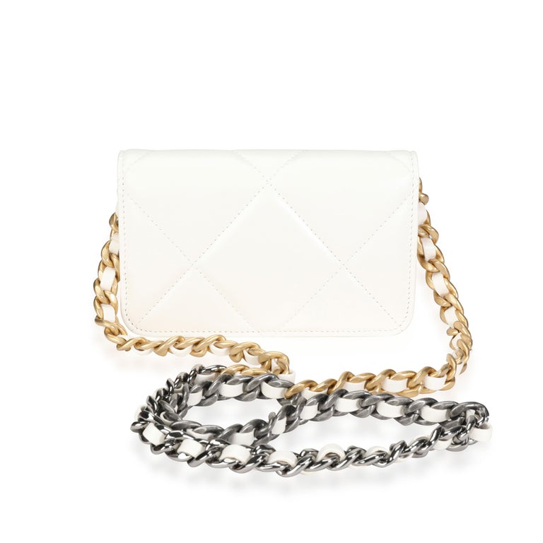 Chanel White Quilted Lambskin Chanel 19 Mini Flap Bag For Sale at ...