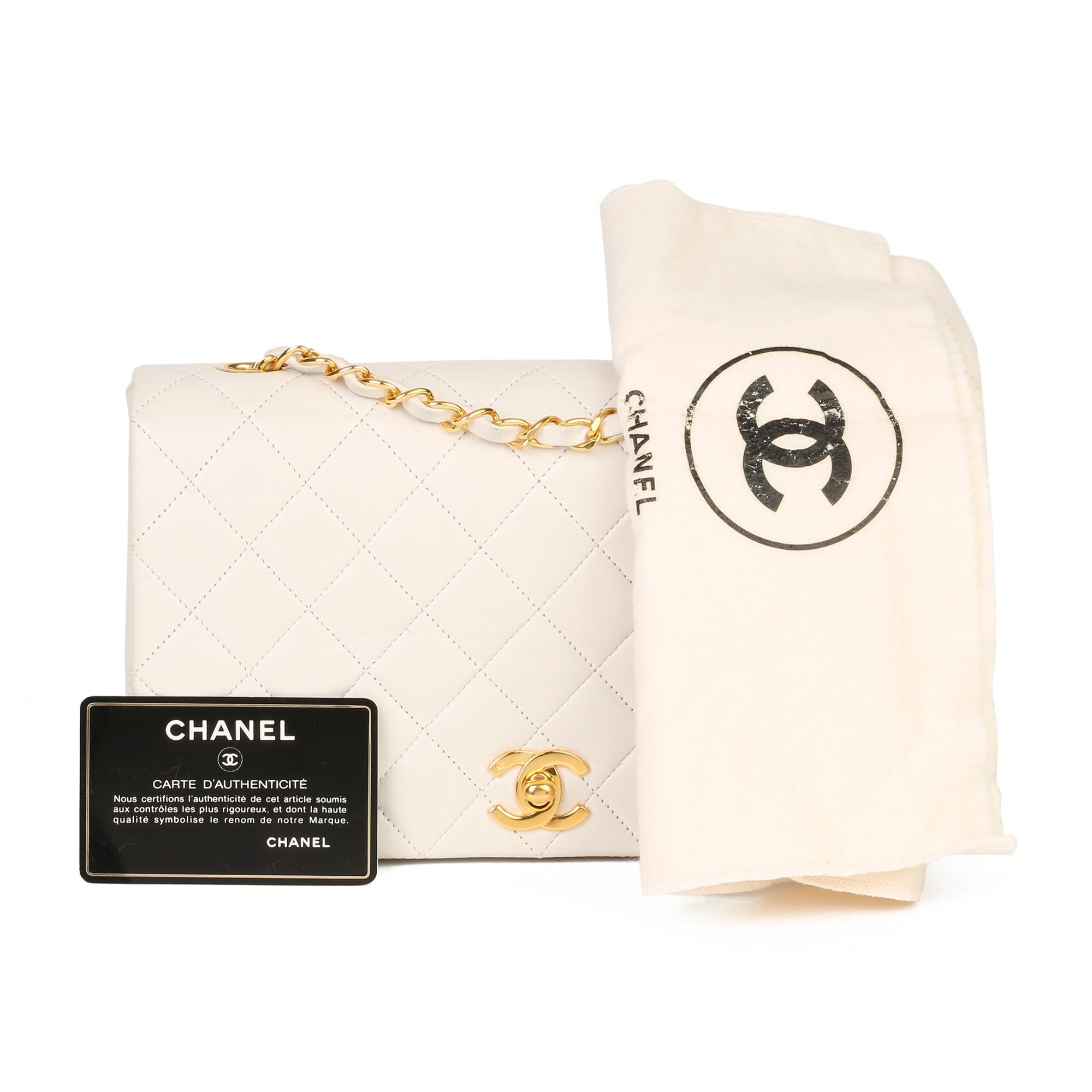 Chanel White Quilted Lambskin Classic Single Full Flap Bag  4