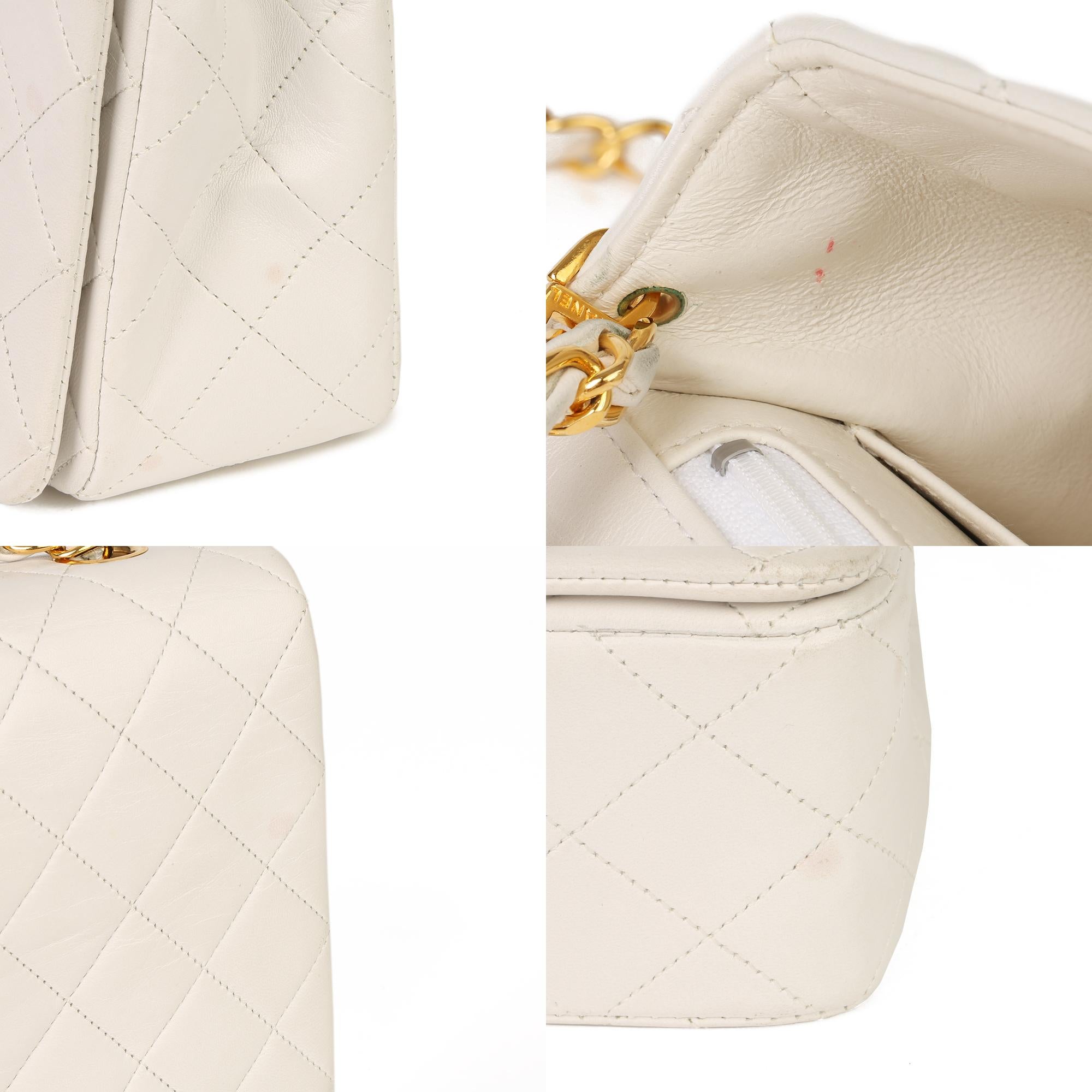 Chanel White Quilted Lambskin Classic Single Full Flap Bag  5