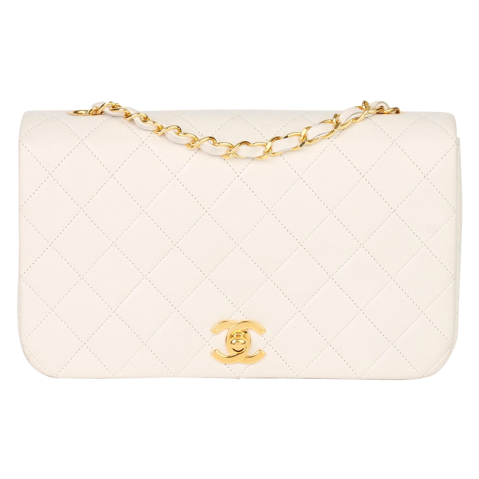 Chanel White Quilted Lambskin Classic Single Full Flap Bag at 1stDibs   white quilted chanel bag, chanel timeless vintage full flap white, white chanel  lambskin bag