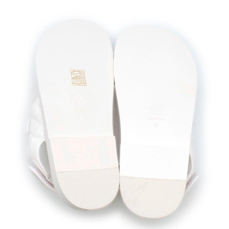 chanel cord and lambskin sandals white