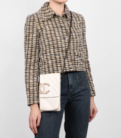Chanel White Quilted Lambskin & Faux Python Vintage Cambon Pochette