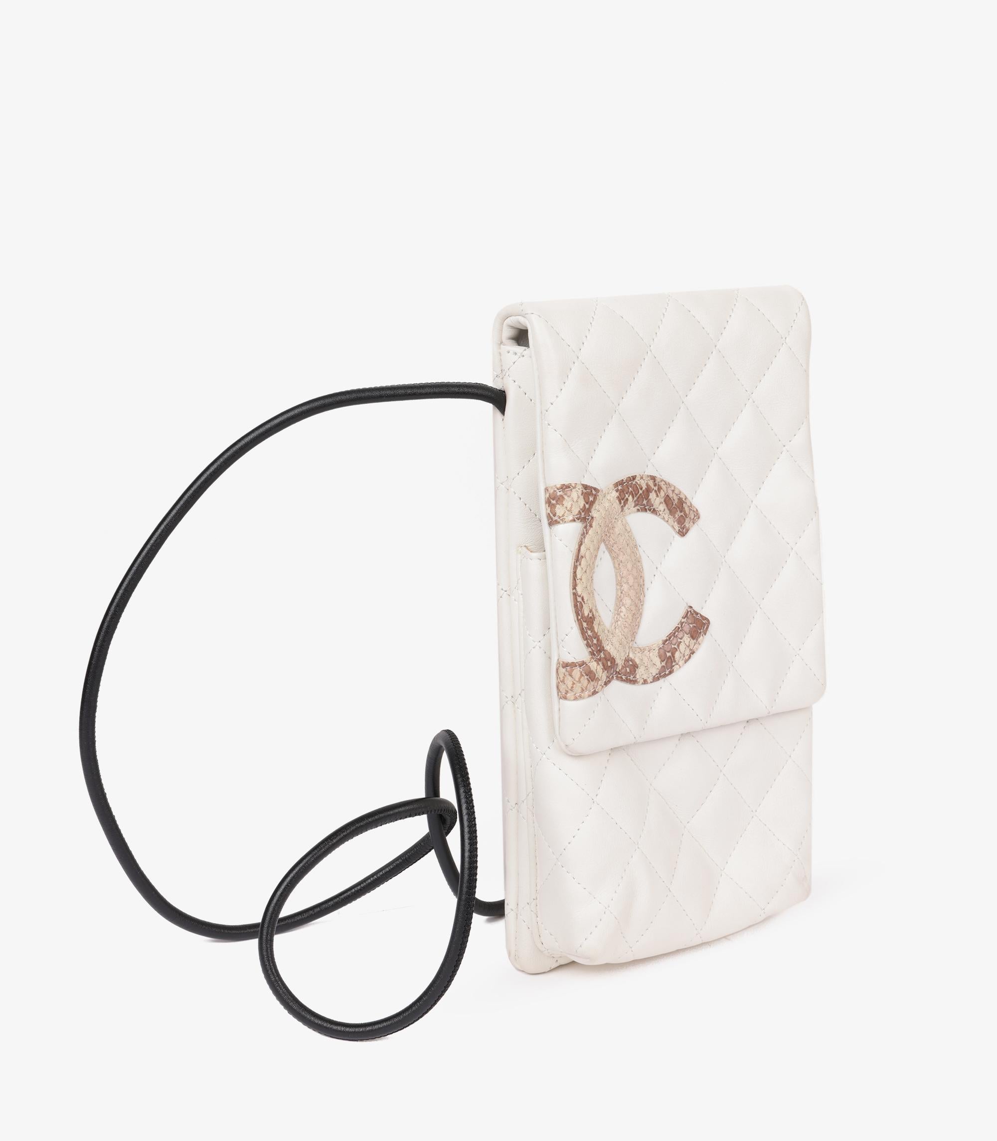 Gray Chanel White Quilted Lambskin & Faux Python Vintage Cambon Pochette