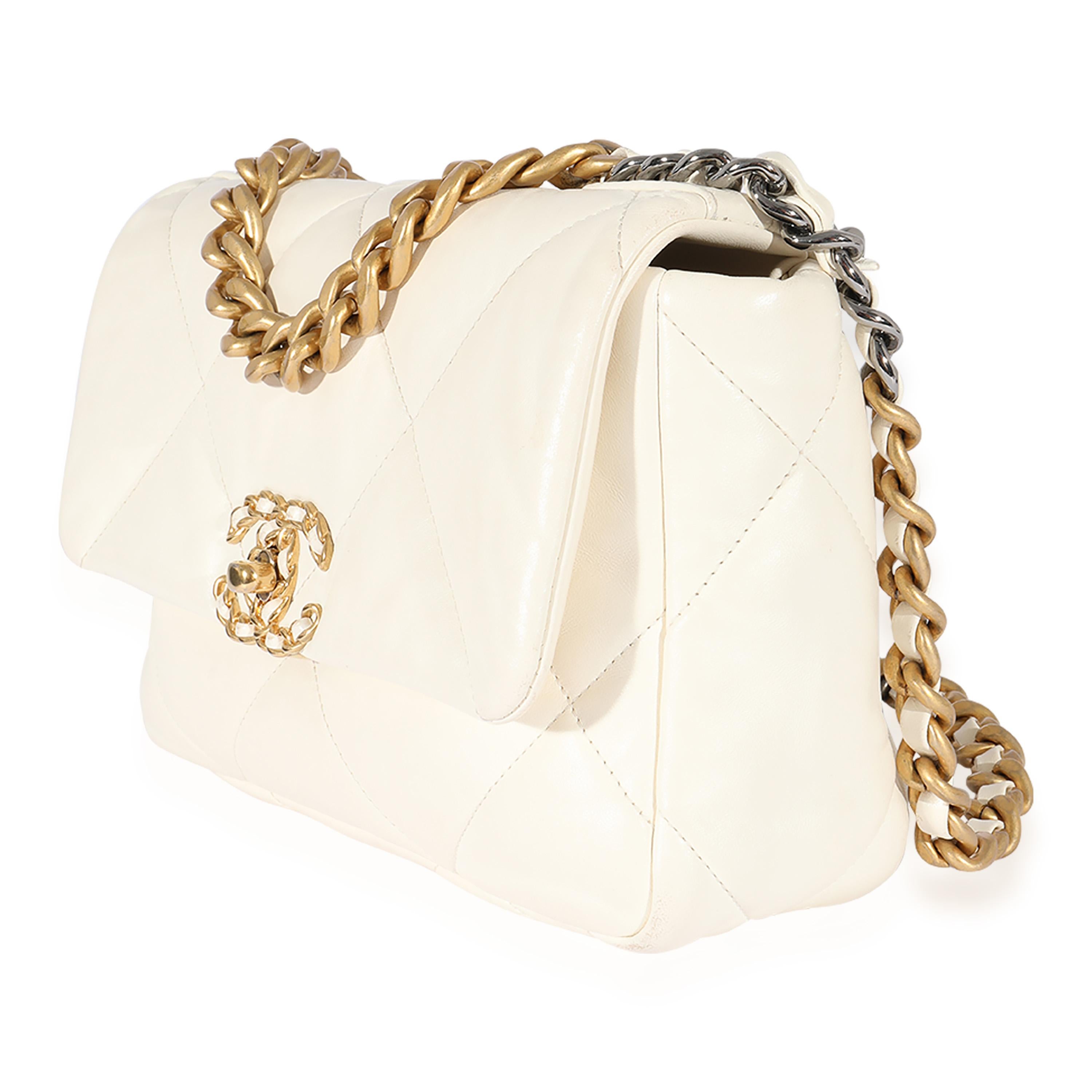 Chanel 25 Bag 18cm White Lambskin