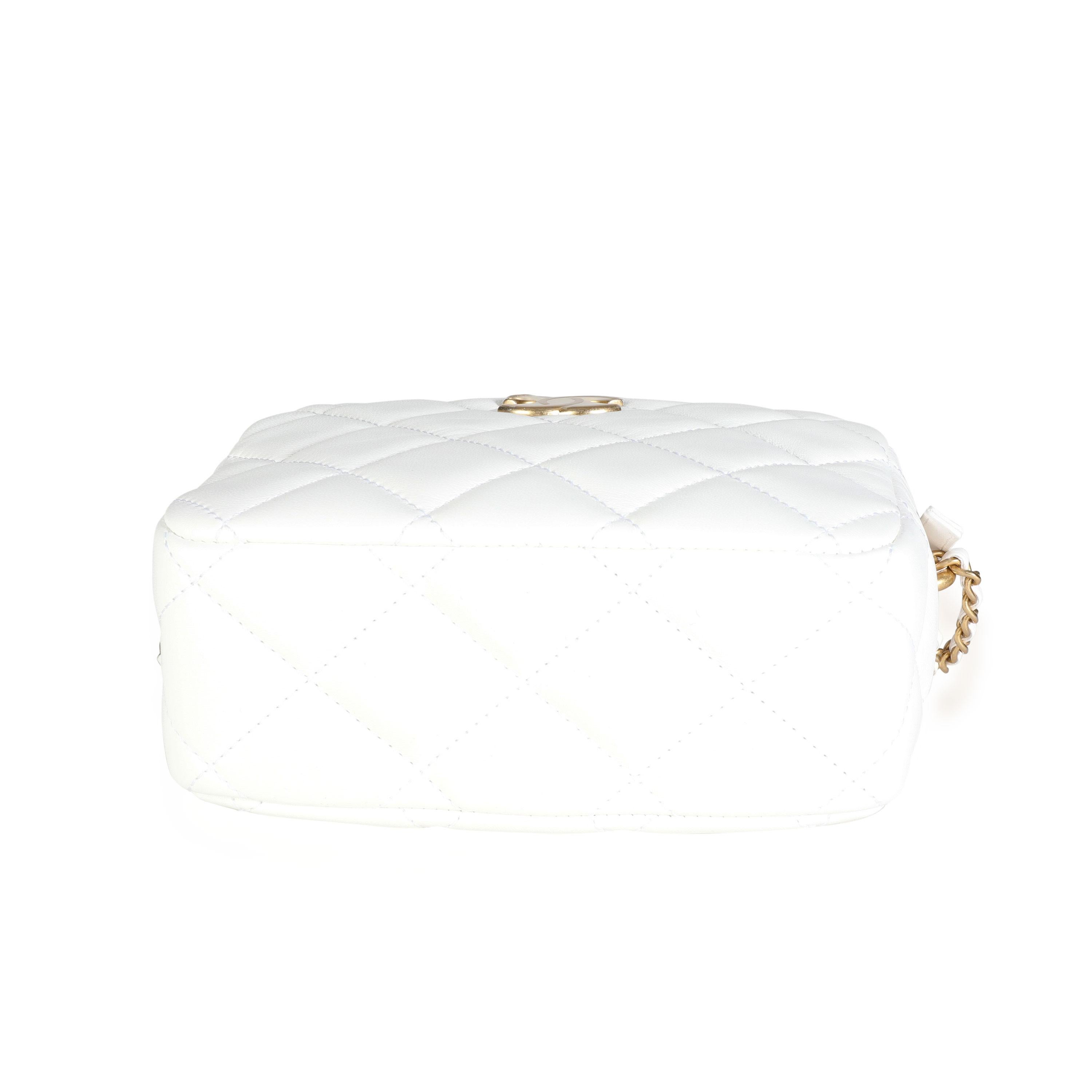 Women's Chanel White Quilted Lambskin Mini Perfect Fit Camera Bag