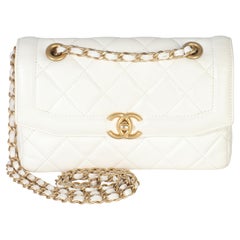 Chanel White Quilted Lambskin Small CC Flap Bag