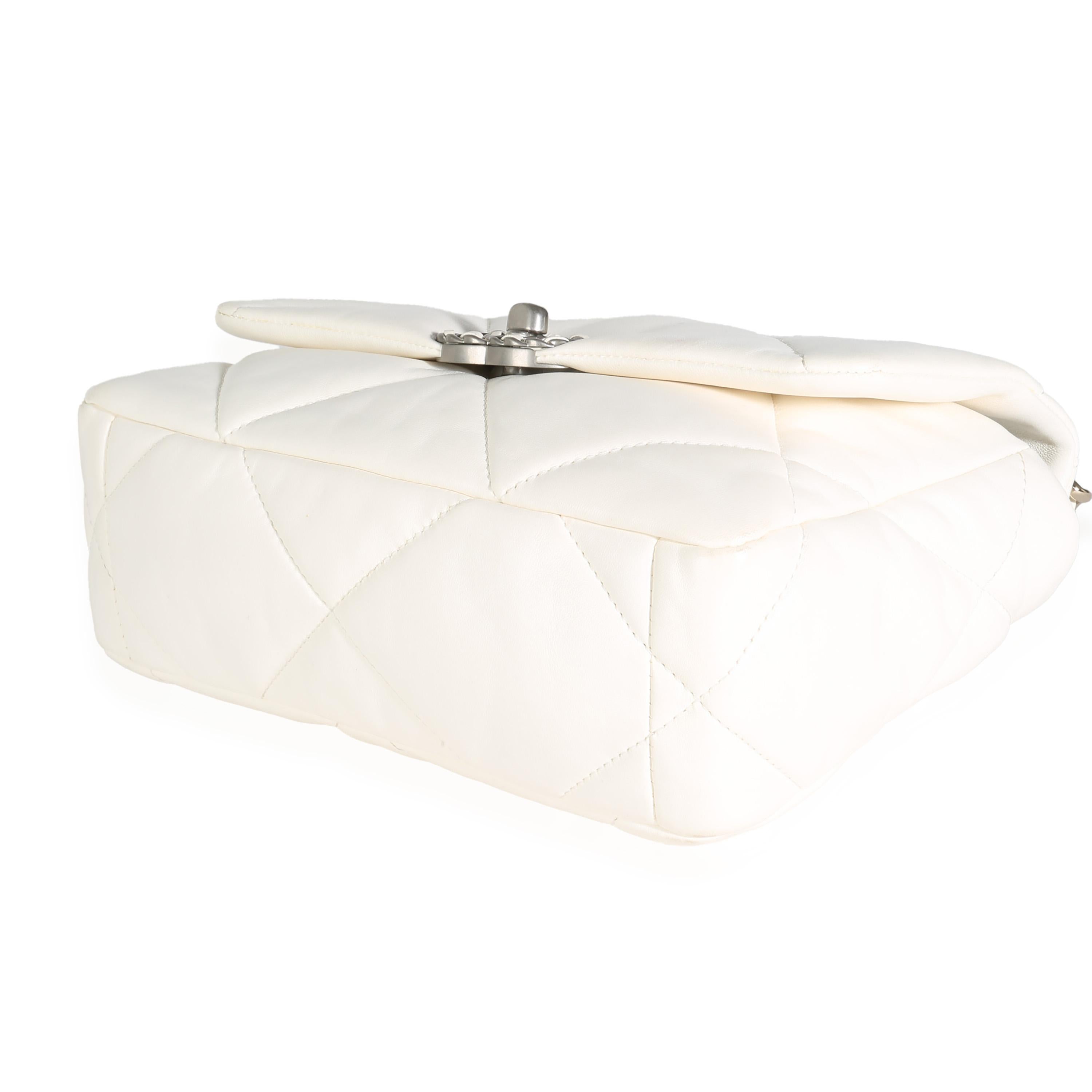 Women's Chanel White Quilted Lambskin Small Chanel 19 Flap Bag For Sale
