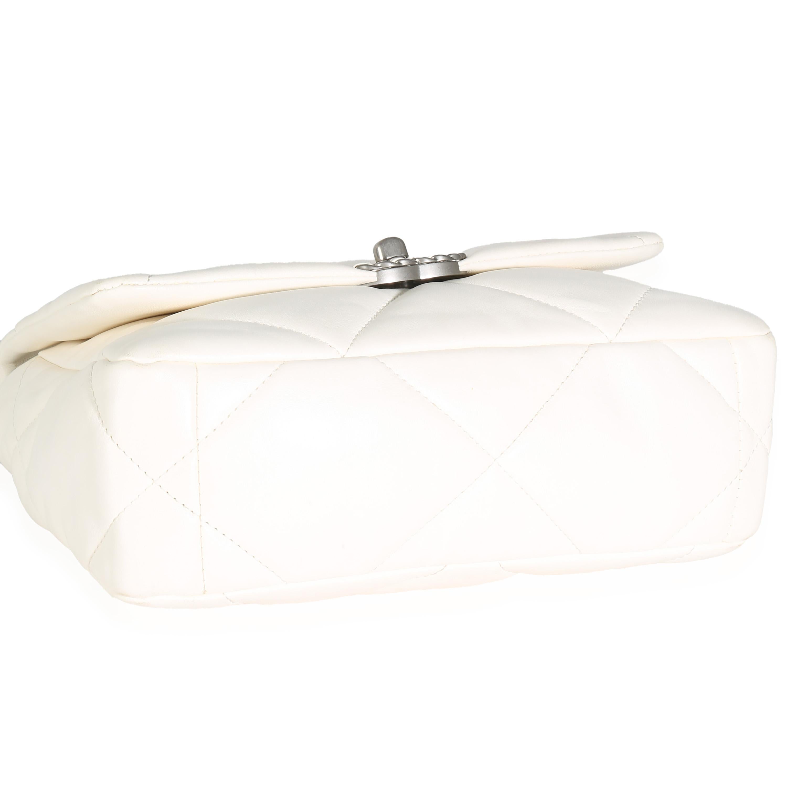 Chanel White Quilted Lambskin Small Chanel 19 Flap Bag For Sale 2