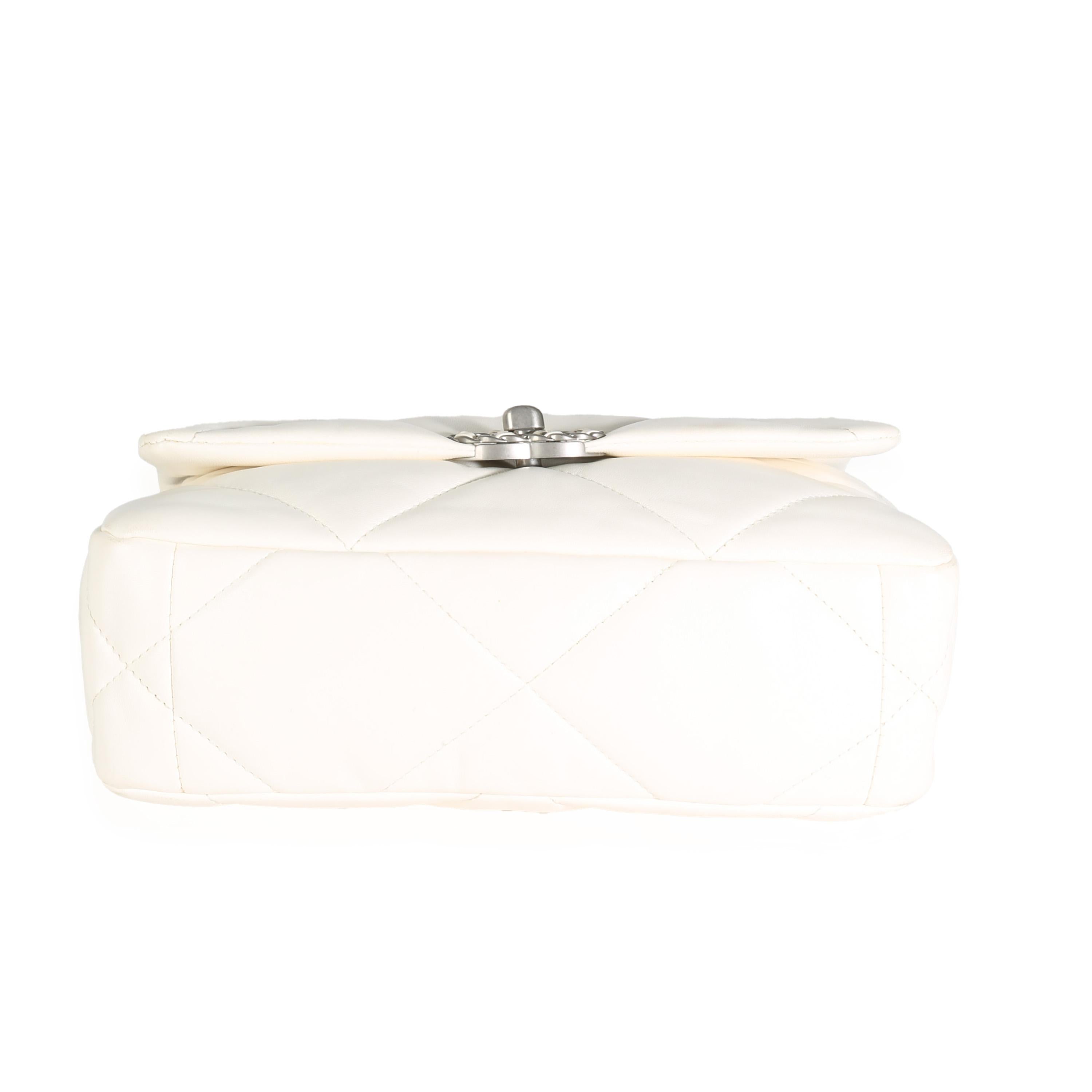 Chanel White Quilted Lambskin Small Chanel 19 Flap Bag For Sale 3