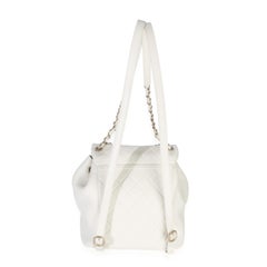 Chanel White Quilted Lambskin Small Duma Drawstring Backpack