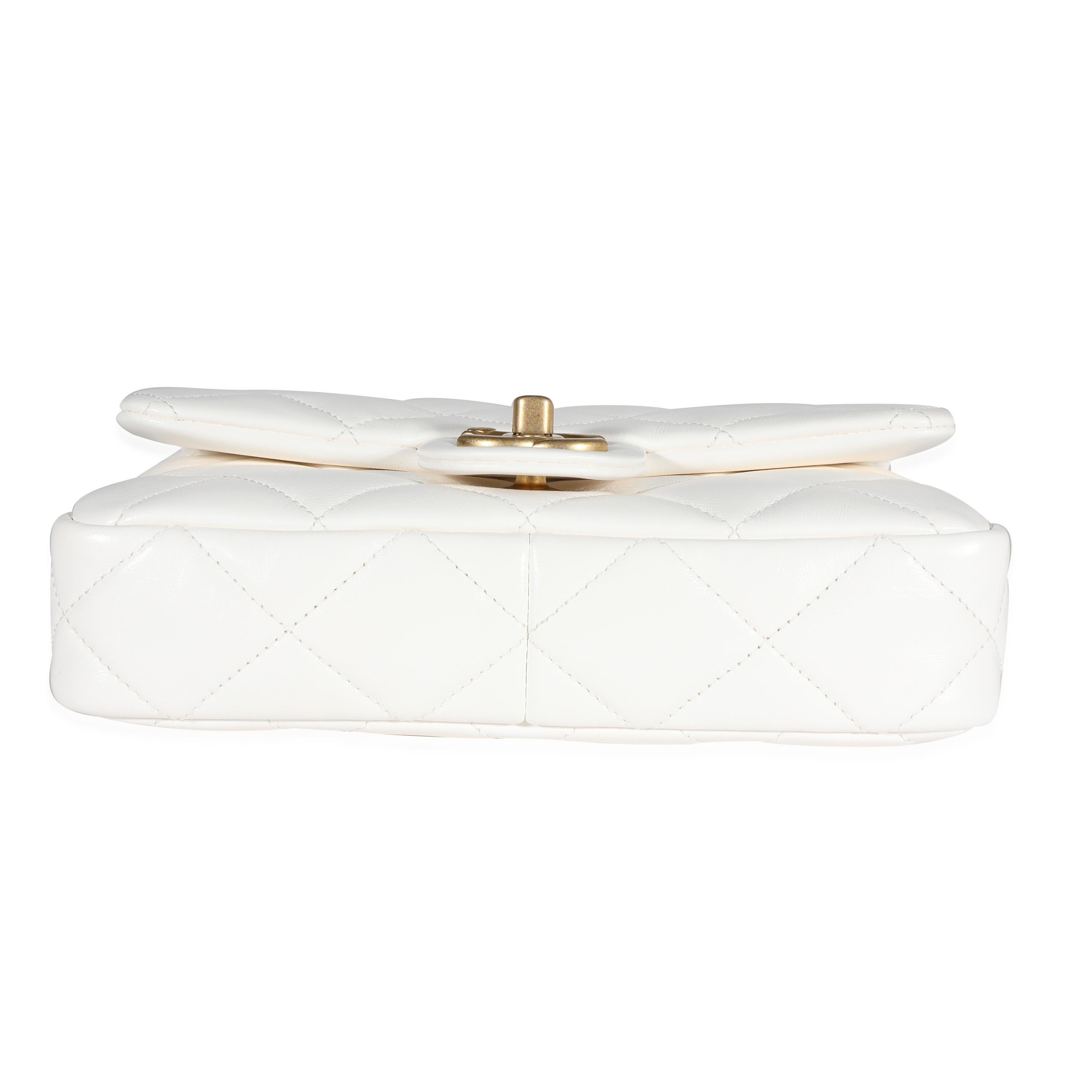 Women's Chanel White Quilted Lambskin Small Funky Town Flap Bag