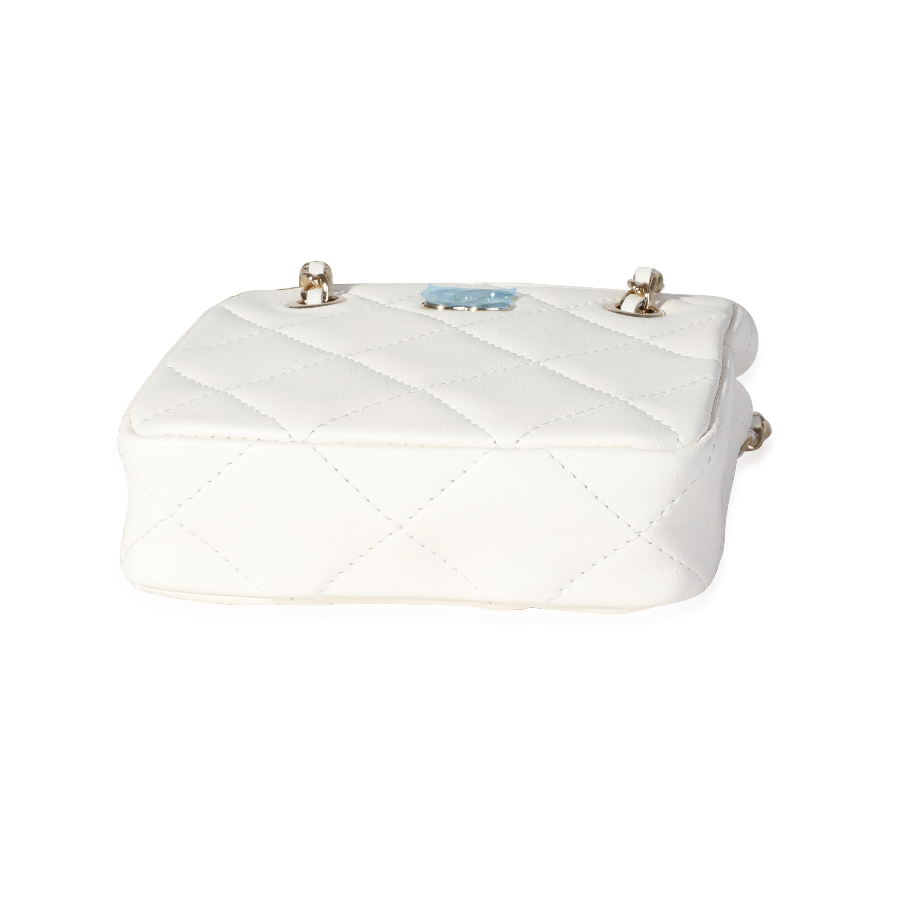 Women's Chanel White Quilted Lambskin Tiny Shopping Bag For Sale