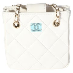Chanel White Quilted Lambskin Tiny Shopping Bag