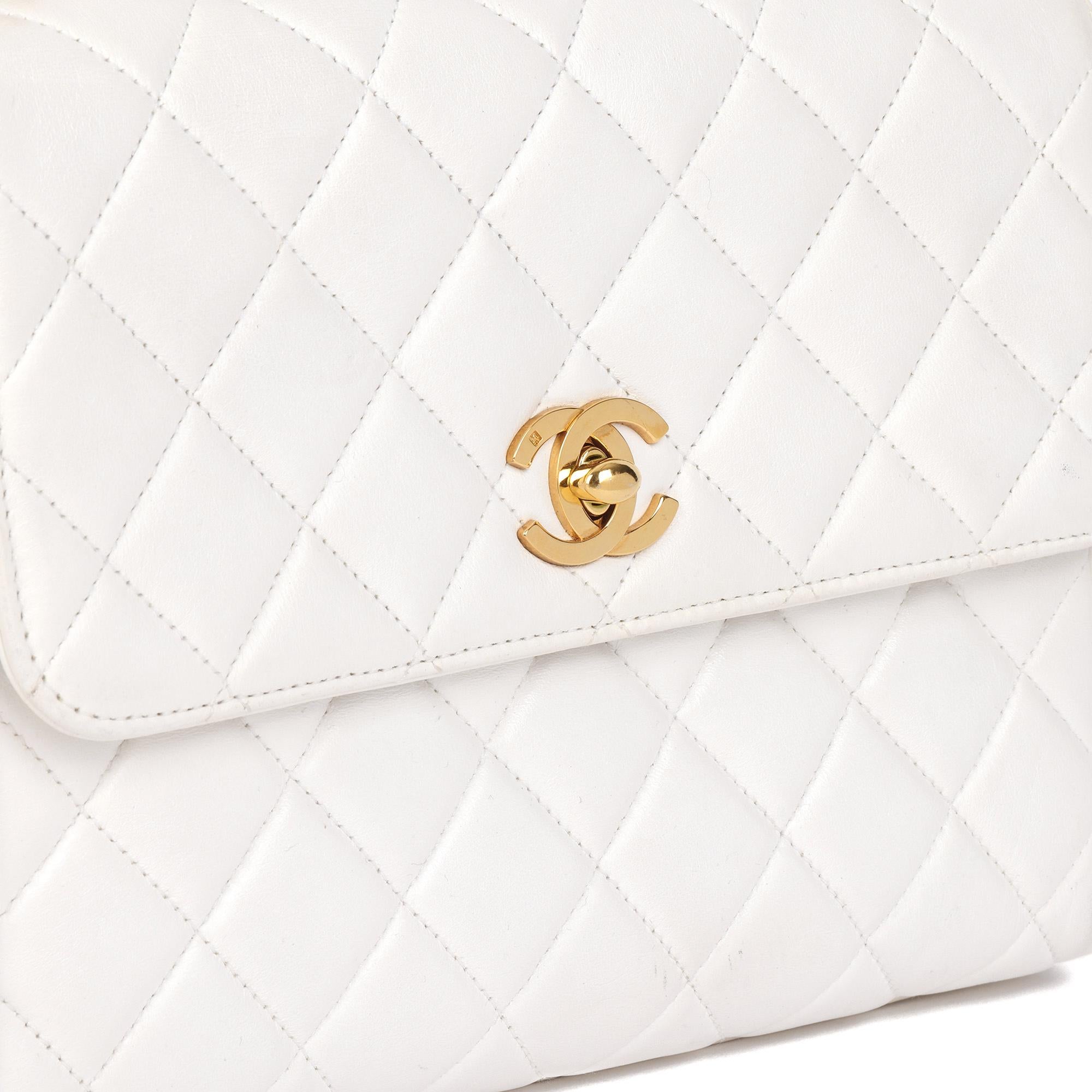 Women's CHANEL White Quilted Lambskin Vintage Classic Kelly