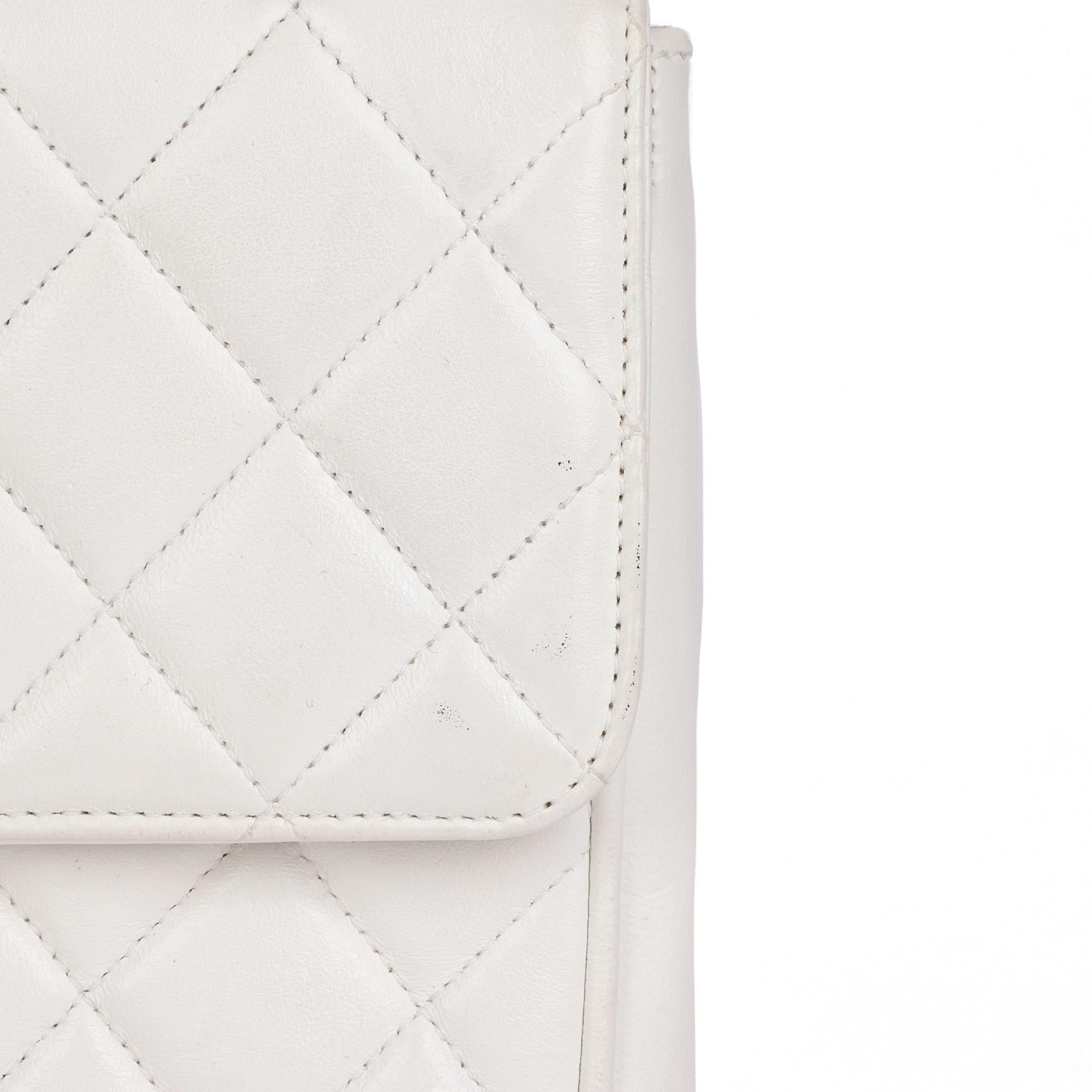 CHANEL White Quilted Lambskin Vintage Classic Kelly 2