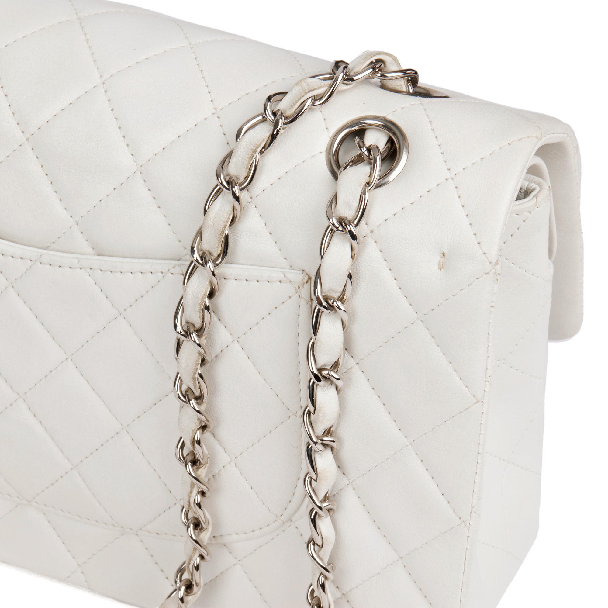 CHANEL White Quilted Lambskin Vintage Medium Classic Double Flap Bag at ...