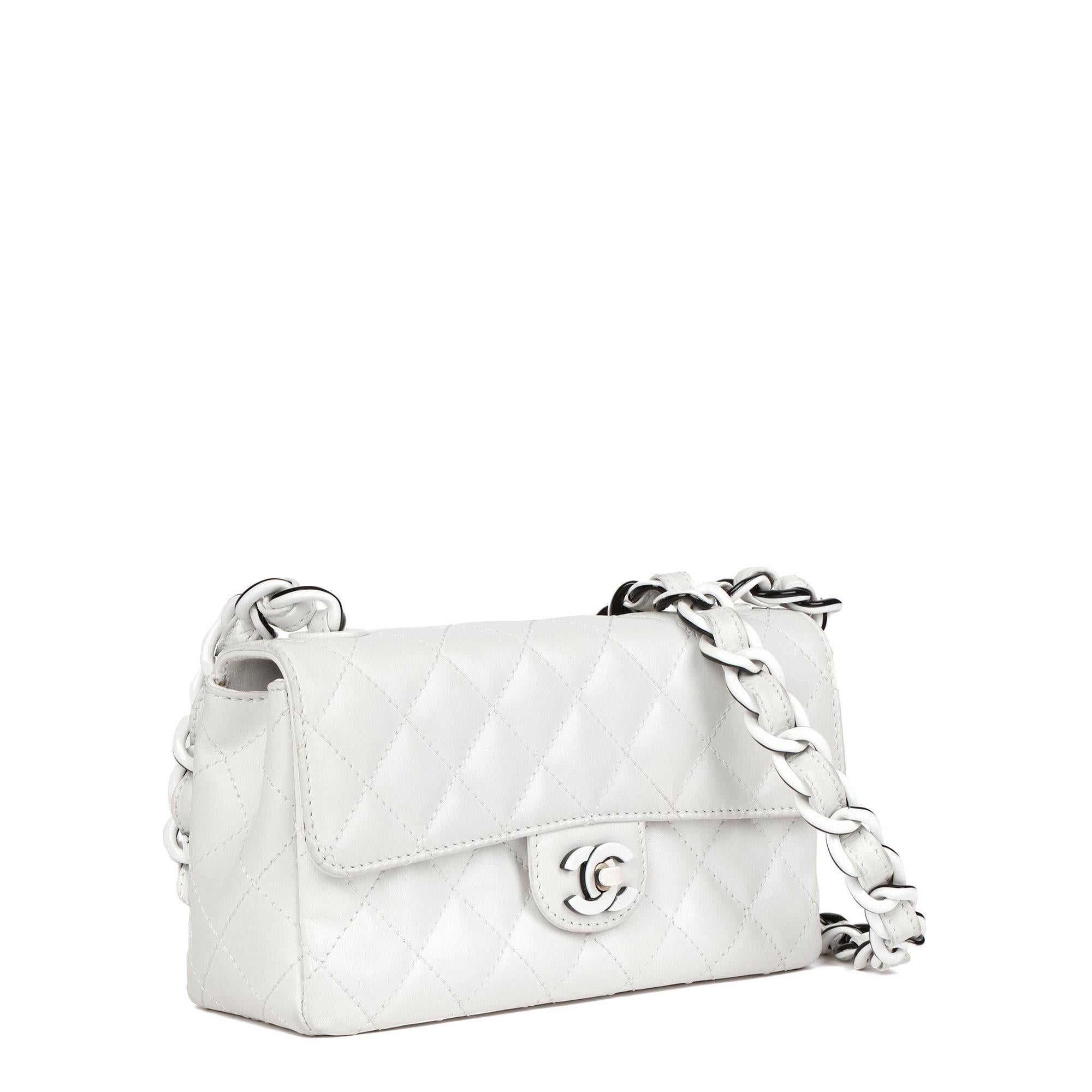 CHANEL White Quilted Lambskin Vintage Mini Classic Single Flap Bag at ...