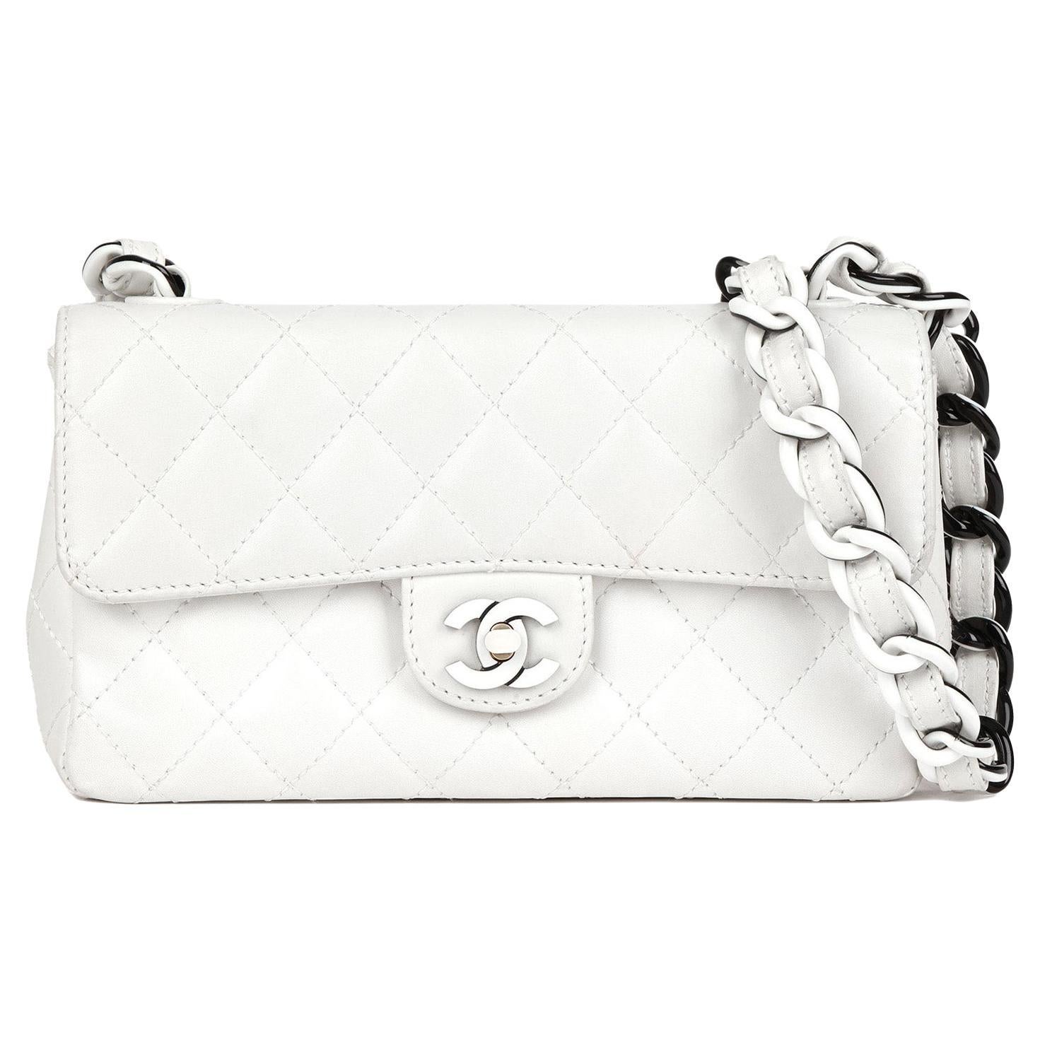 CHANEL White Quilted Lambskin Vintage Mini Classic Single Flap Bag at  1stDibs  white quilted chanel bag, chanel white classic flap bag, chanel  classic flap white
