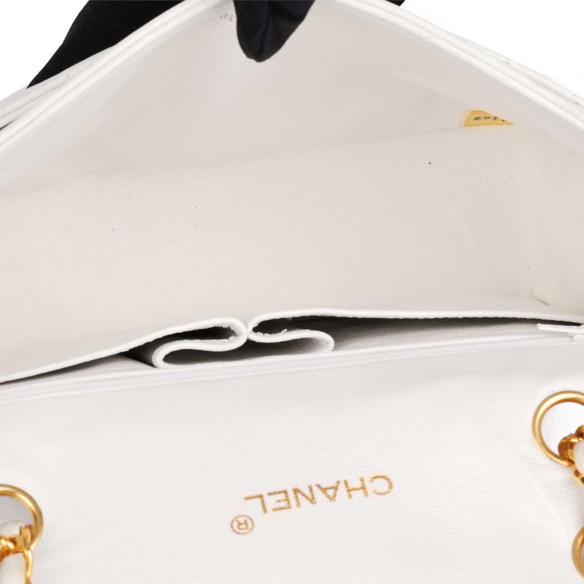 CHANEL White Quilted Lambskin Vintage Small Classic Single Full Flap Bag 6