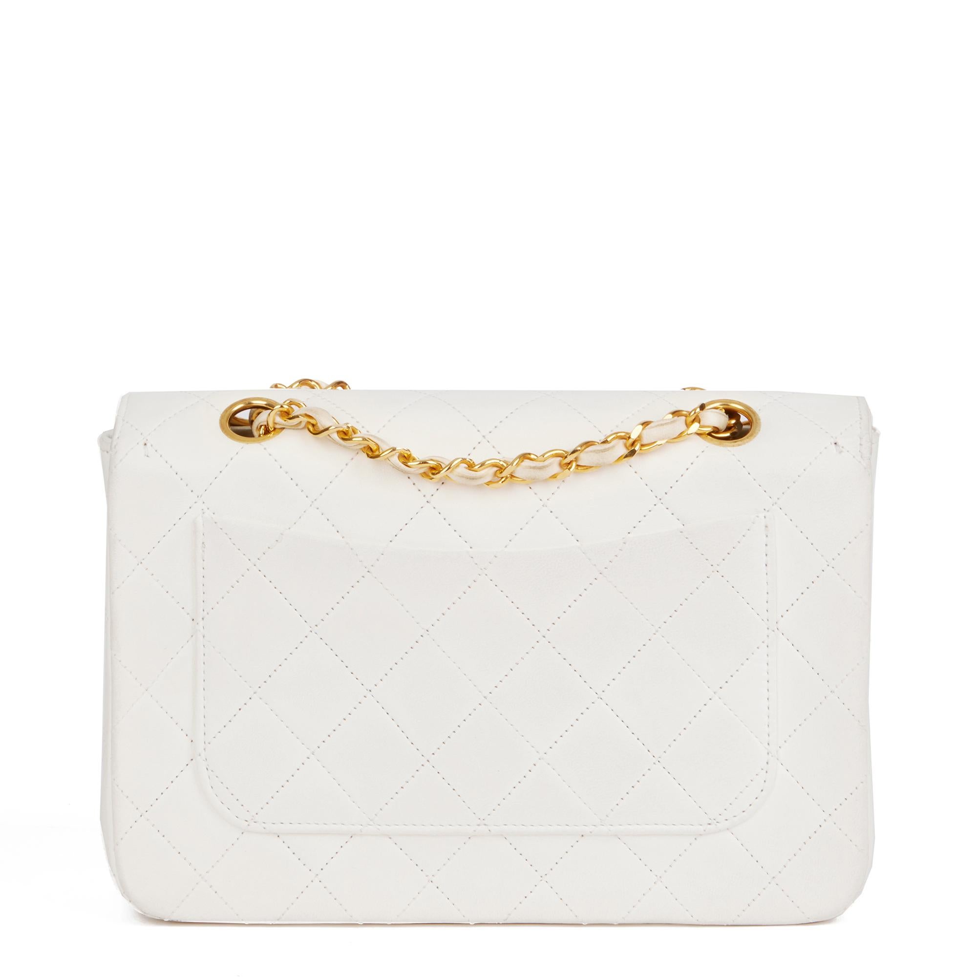 Women's CHANEL White Quilted Lambskin Vintage Small Classic Single Full Flap Bag 