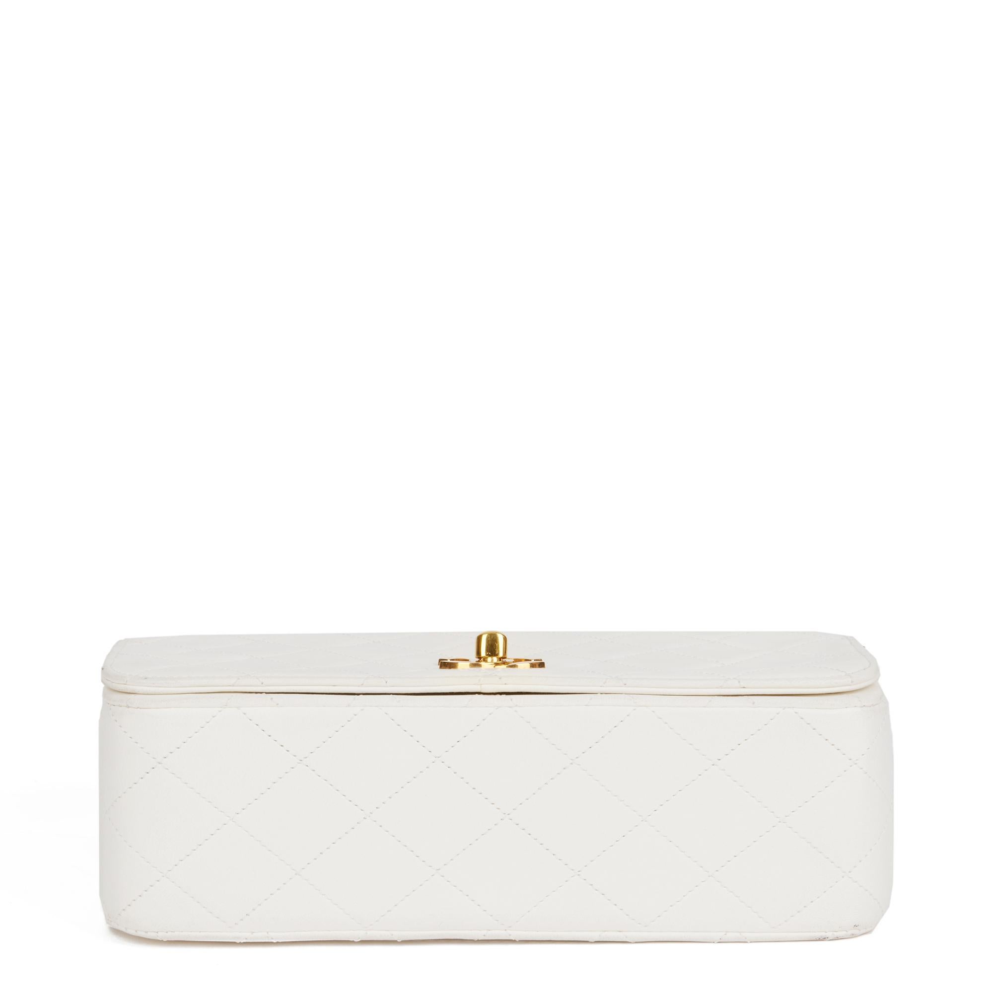CHANEL White Quilted Lambskin Vintage Small Classic Single Full Flap Bag 1