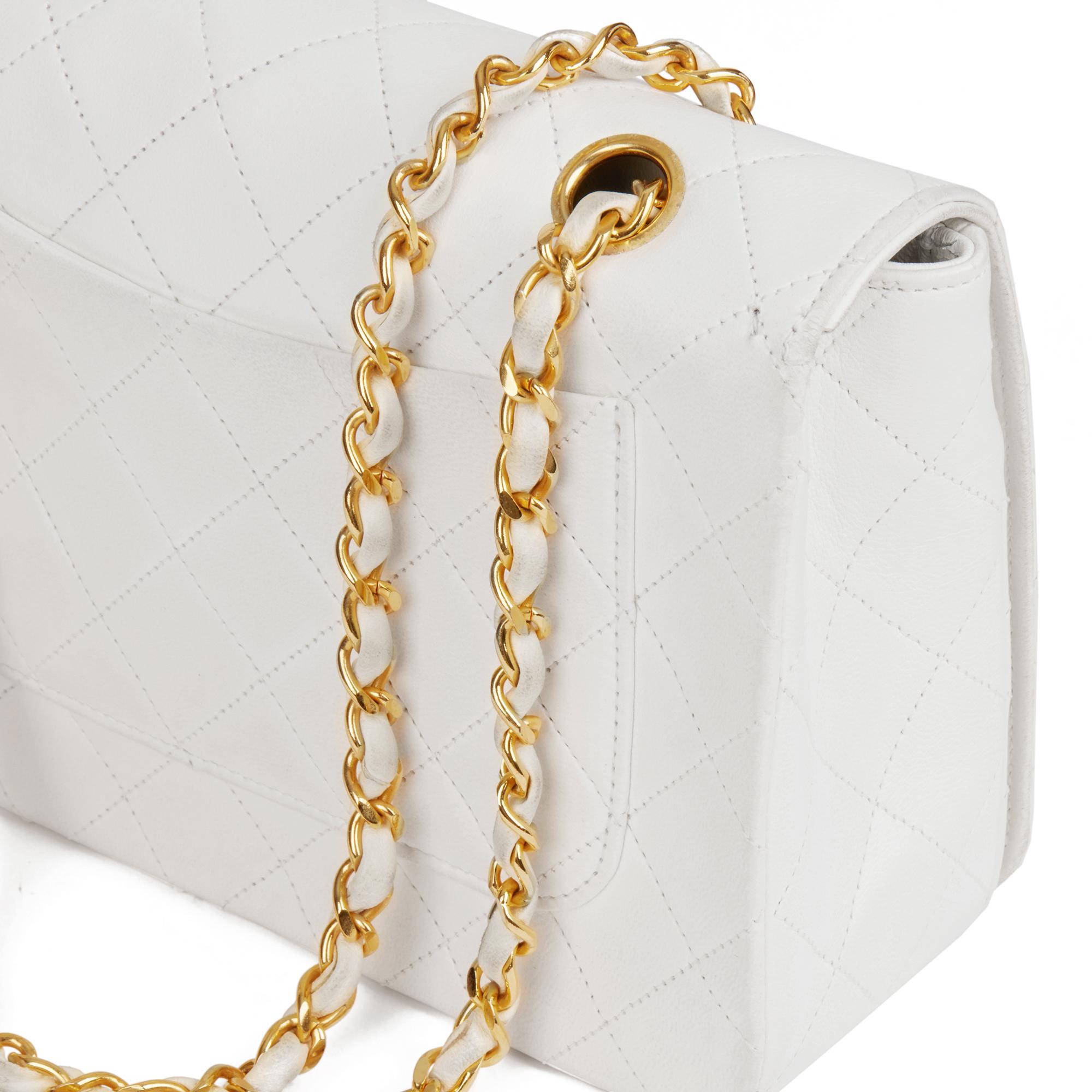CHANEL White Quilted Lambskin Vintage Small Classic Single Full Flap Bag  3