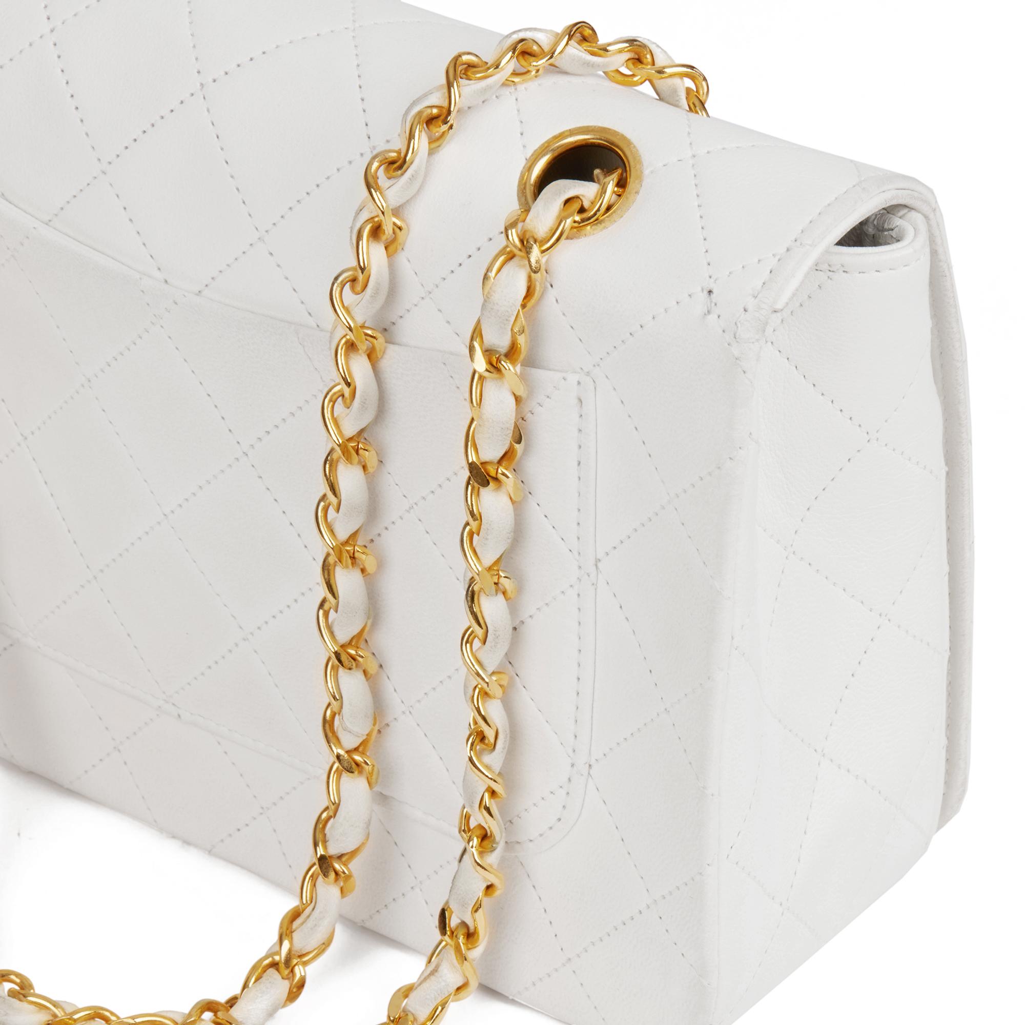 CHANEL White Quilted Lambskin Vintage Small Classic Single Full Flap Bag 3