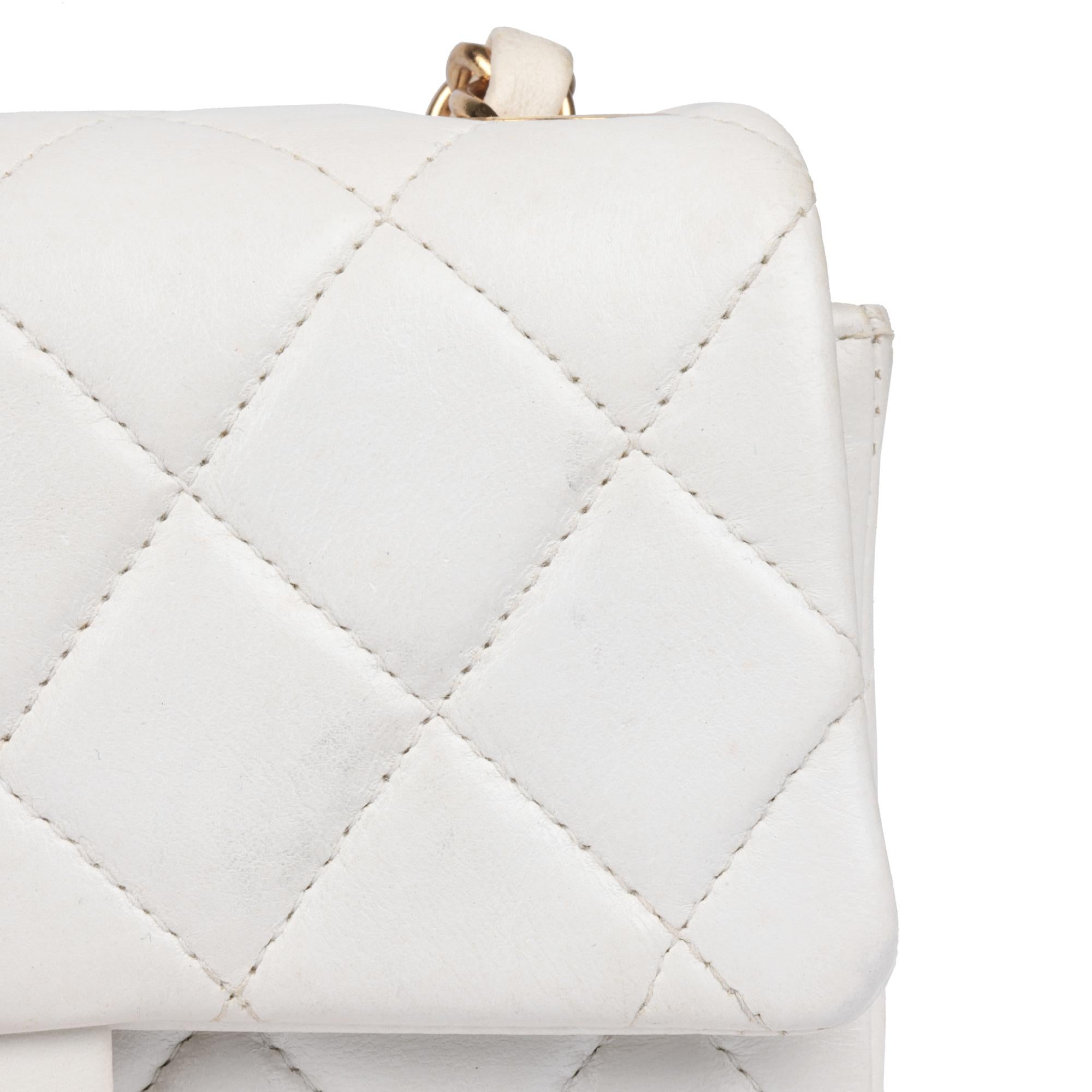 CHANEL White Quilted Lambskin Vintage Square Mini Flap Bag 5