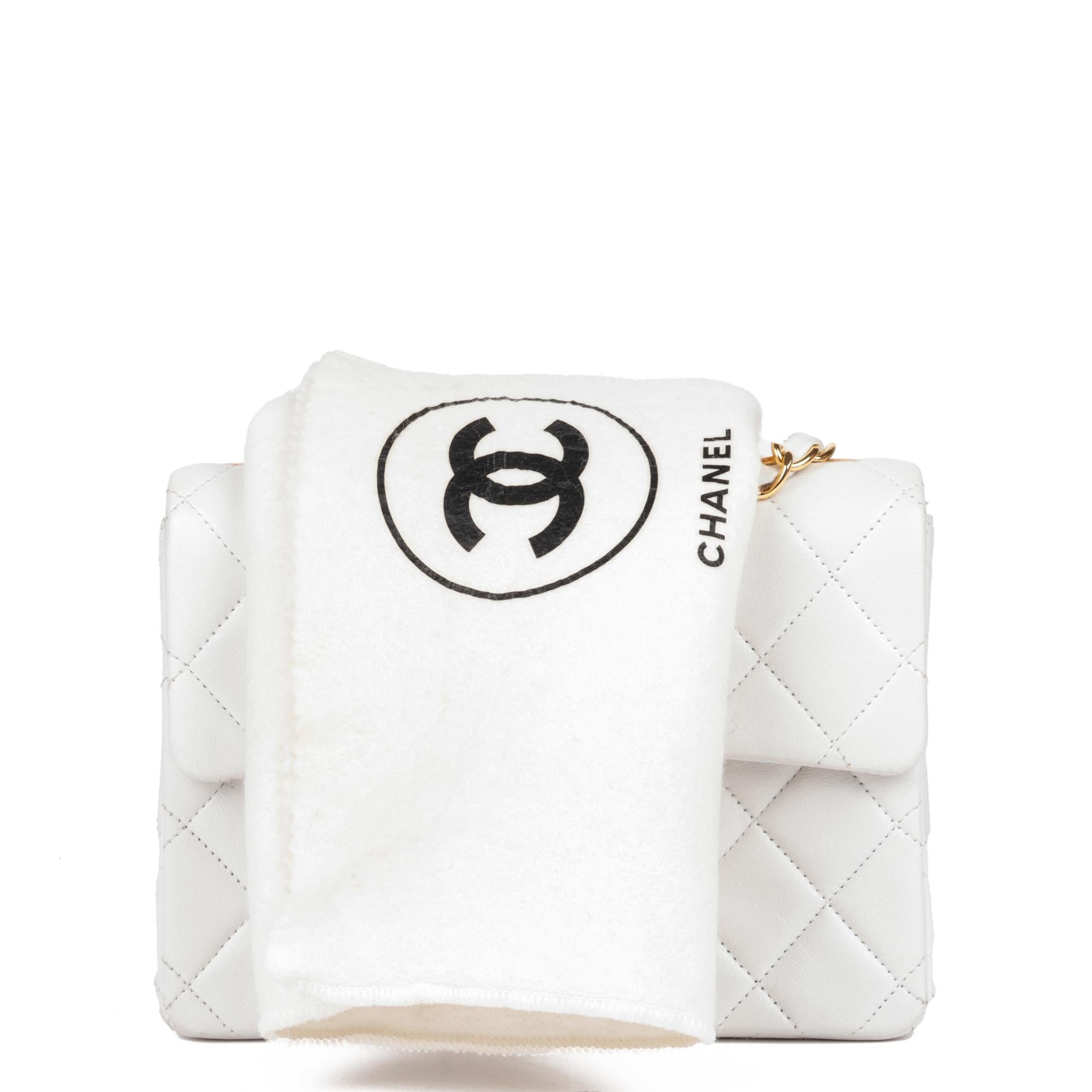 CHANEL White Quilted Lambskin Vintage Square Mini Flap Bag 8