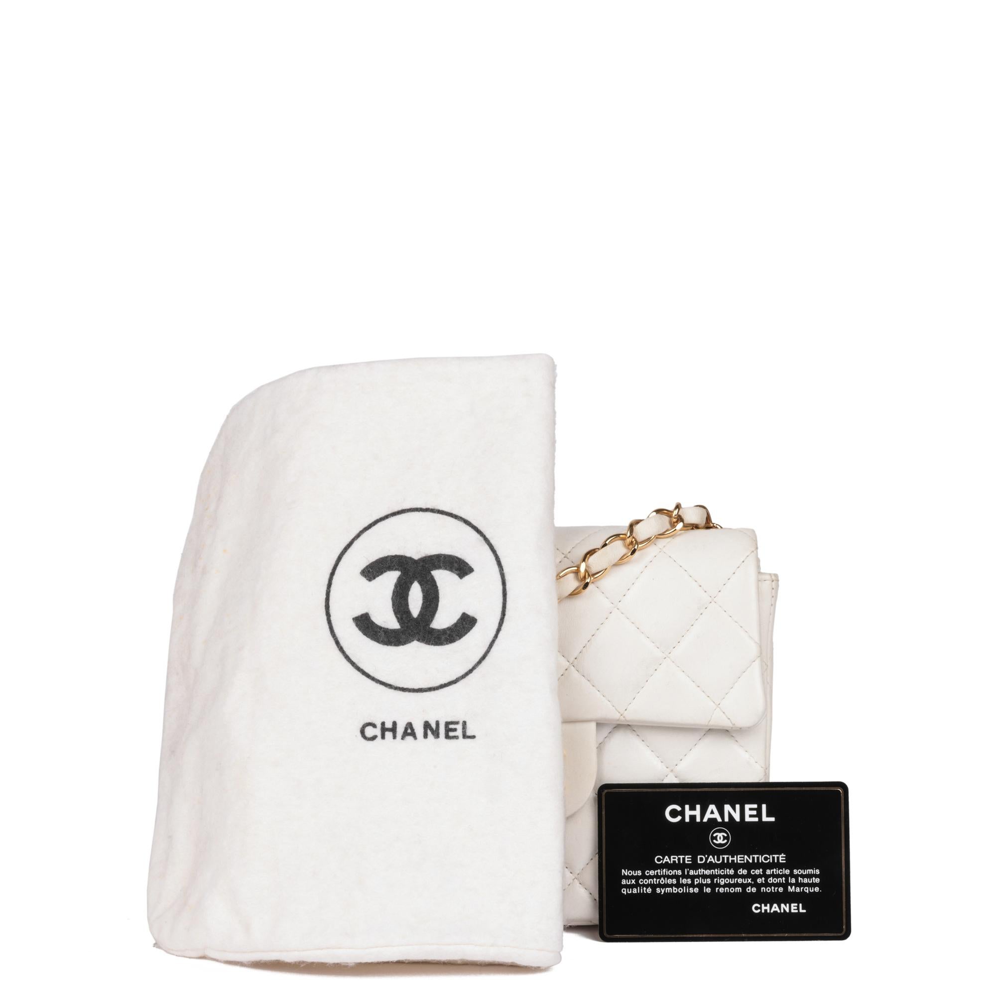 CHANEL White Quilted Lambskin Vintage Square Mini Flap Bag 9