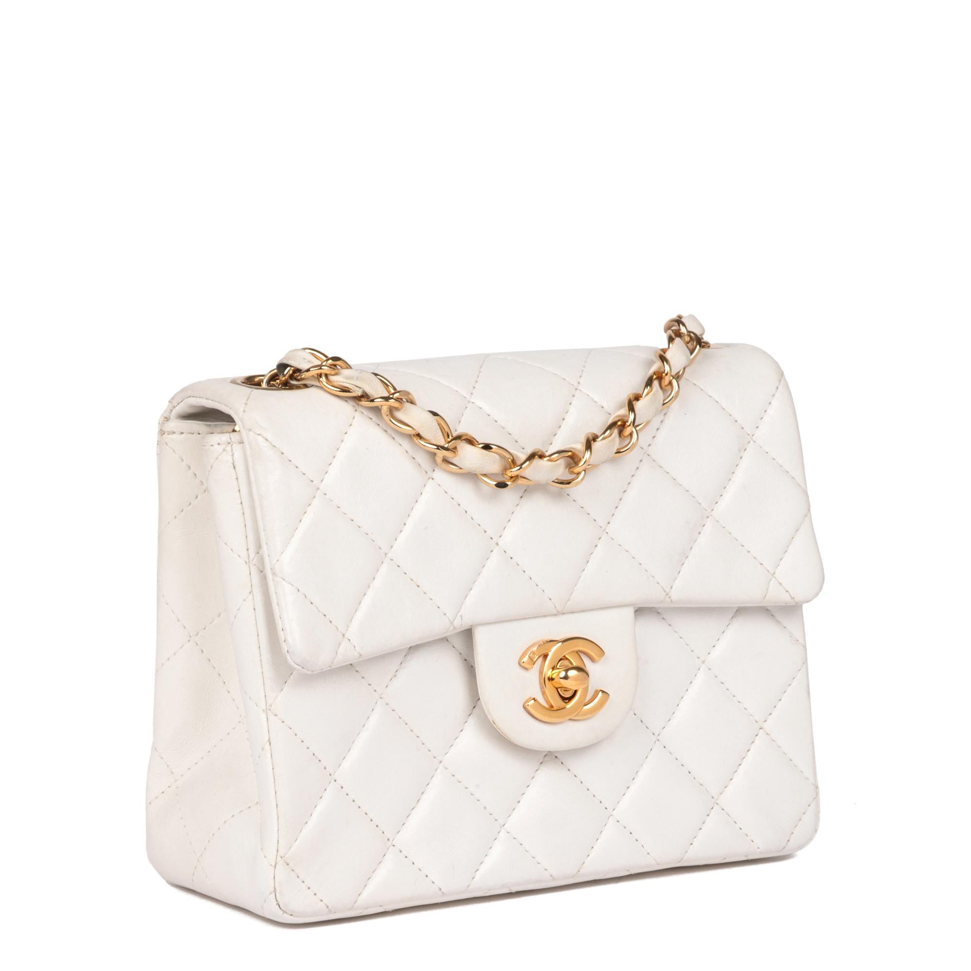 CHANEL
White Quilted Lambskin Vintage Square Mini Flap Bag

Xupes Reference: HB5128
Serial Number: 5576224
Age (Circa): 1999
Accompanied By: Chanel Dust Bag, Authenticity Card
Authenticity Details: Authenticity Card, Serial Sticker (Made in