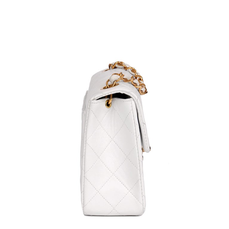 CHANEL White Quilted Lambskin Vintage Square Mini Flap Bag