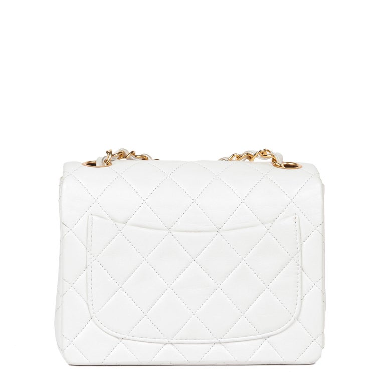CHANEL White Quilted Lambskin Vintage Square Mini Flap Bag at 1stDibs