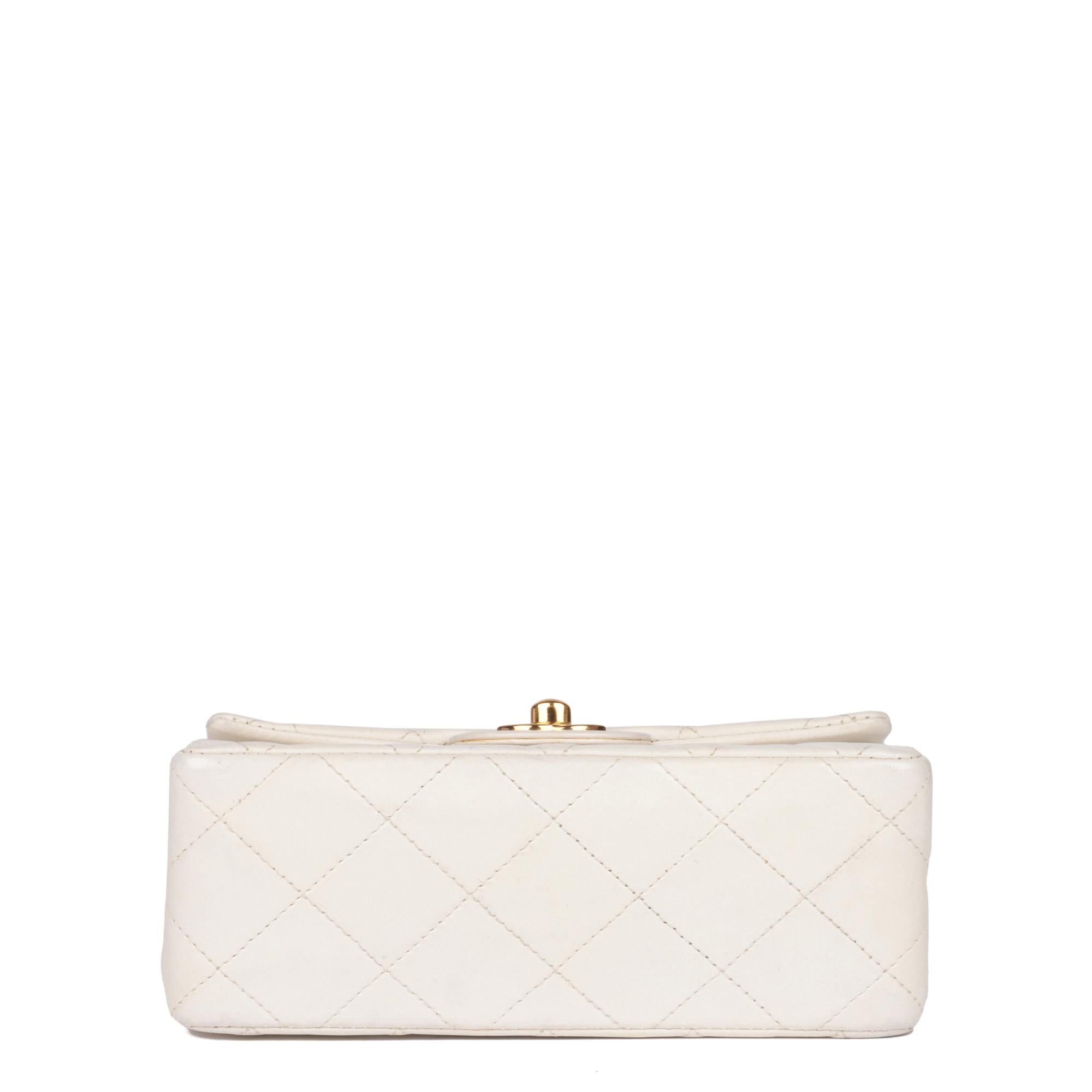 Women's CHANEL White Quilted Lambskin Vintage Square Mini Flap Bag
