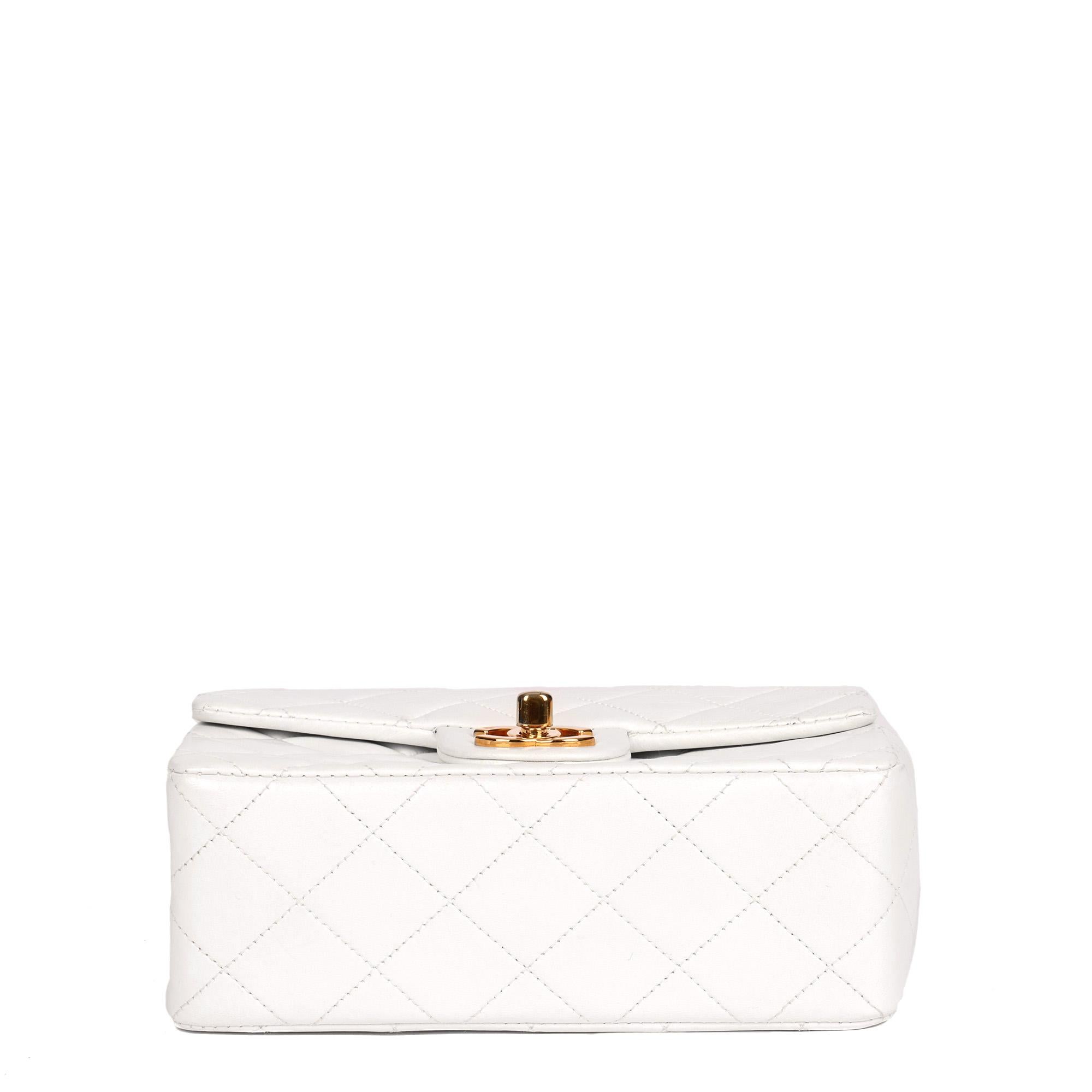 Gray CHANEL White Quilted Lambskin Vintage Square Mini Flap Bag