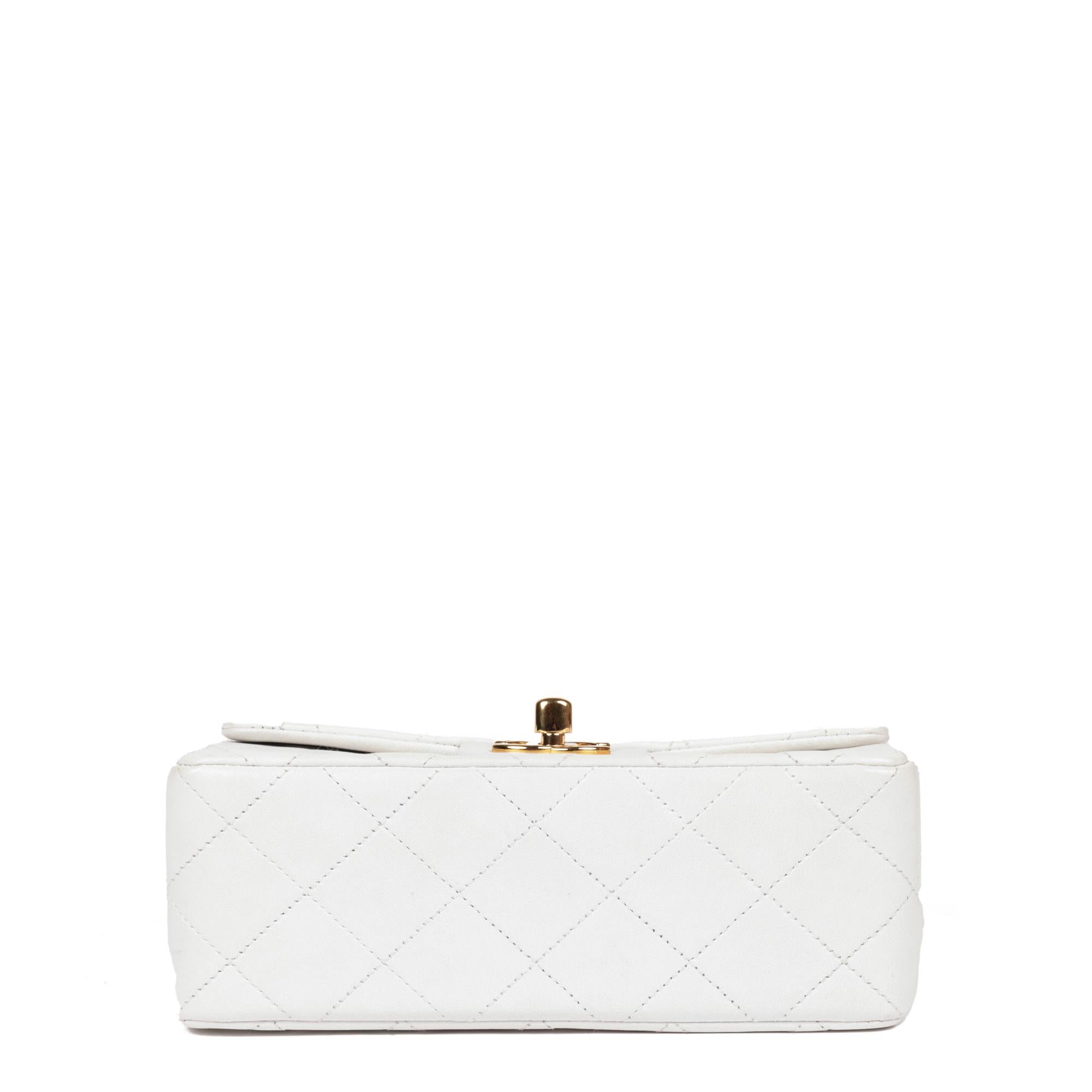 CHANEL White Quilted Lambskin Vintage Square Mini Flap Bag 2