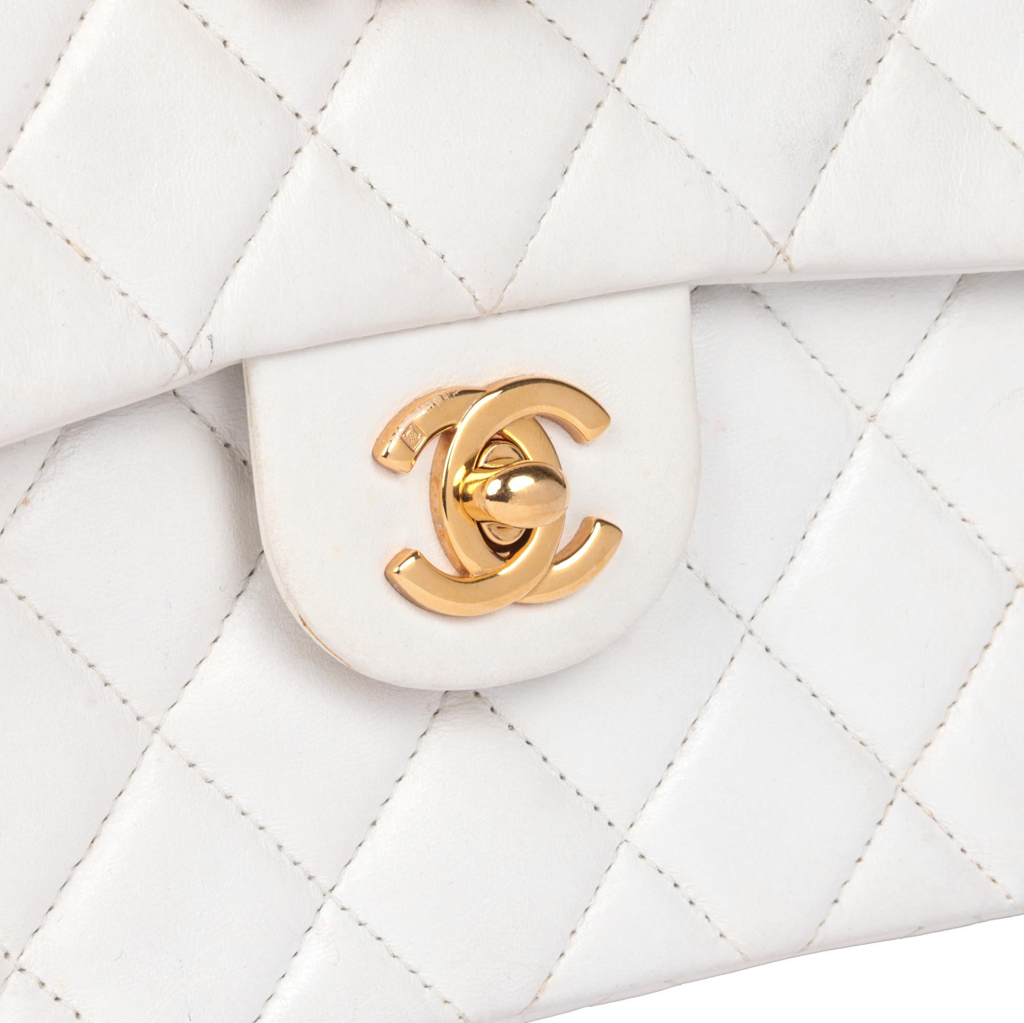 CHANEL White Quilted Lambskin Vintage Square Mini Flap Bag 1