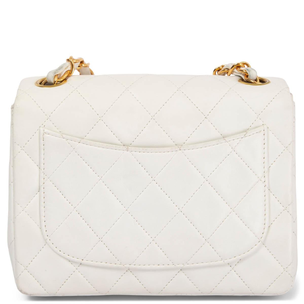 Women's CHANEL white quilted leather 1997-1999 MINI SQUARE FLAP Shoulder Bag