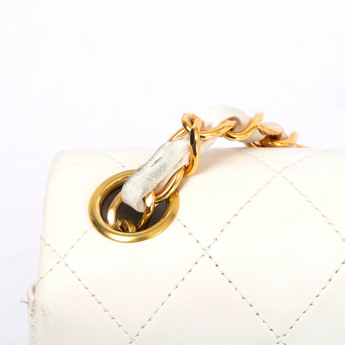 CHANEL white quilted leather 1997-1999 MINI SQUARE FLAP Shoulder Bag 5