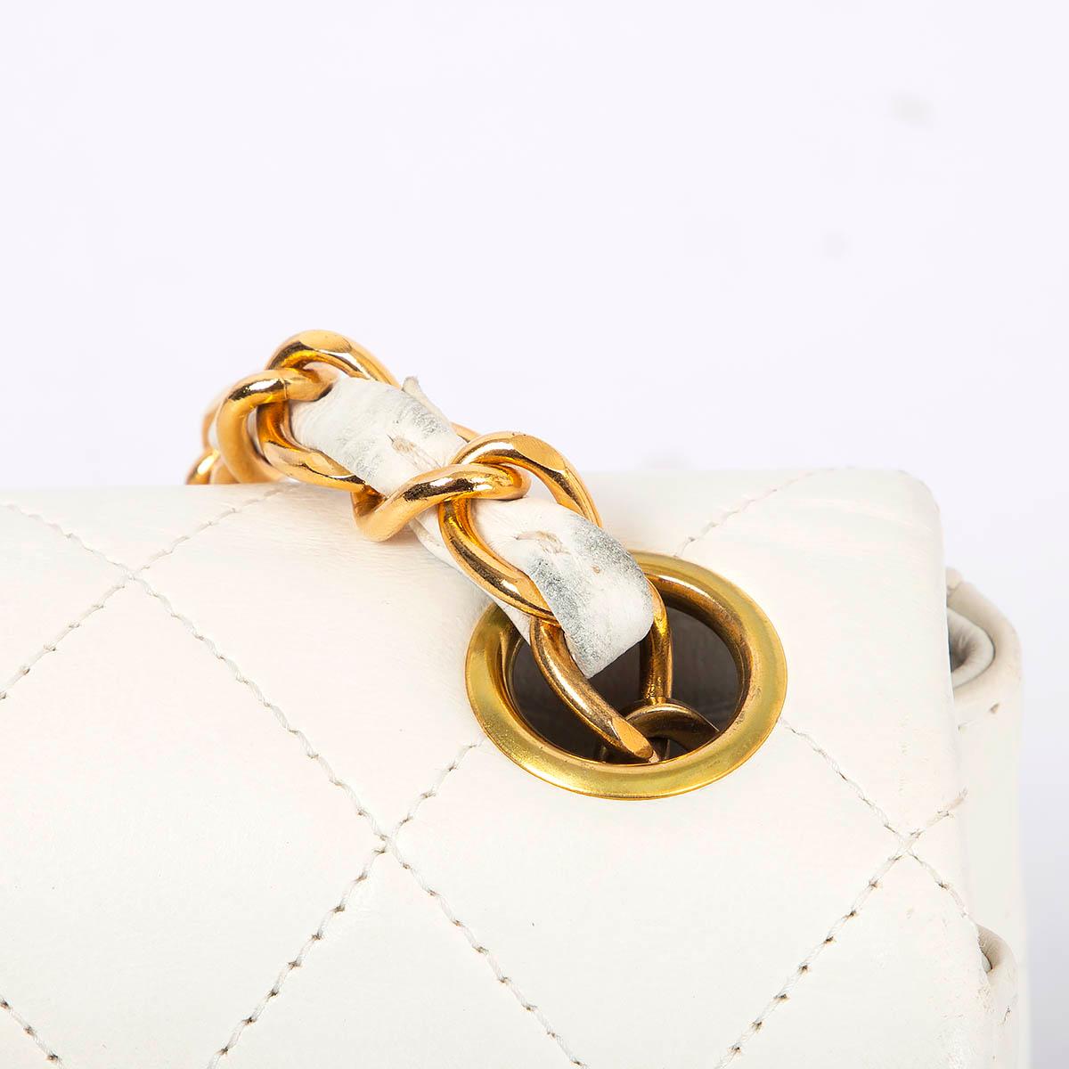 CHANEL white quilted leather 1997-1999 MINI SQUARE FLAP Shoulder Bag 6