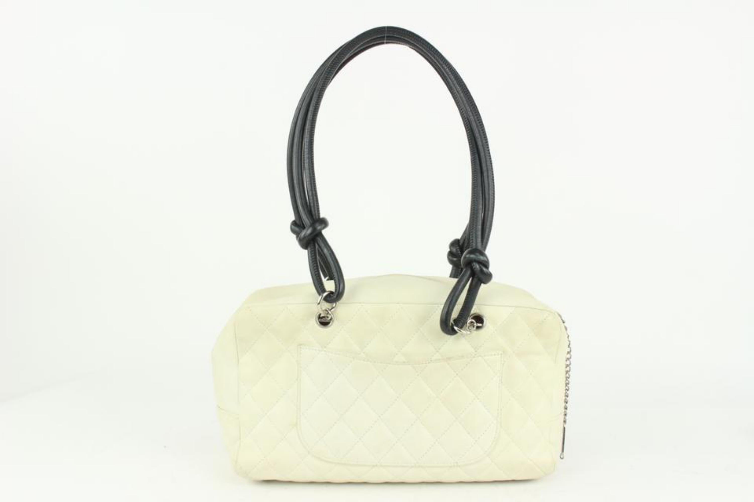 Women's Chanel White Quilted Leather Cambon Boston Camera Bag 7cc1015