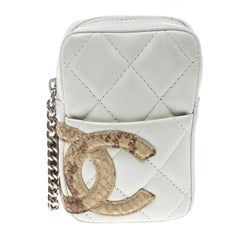 Chanel White Quilted Leather CC Cambon Coin Pouch