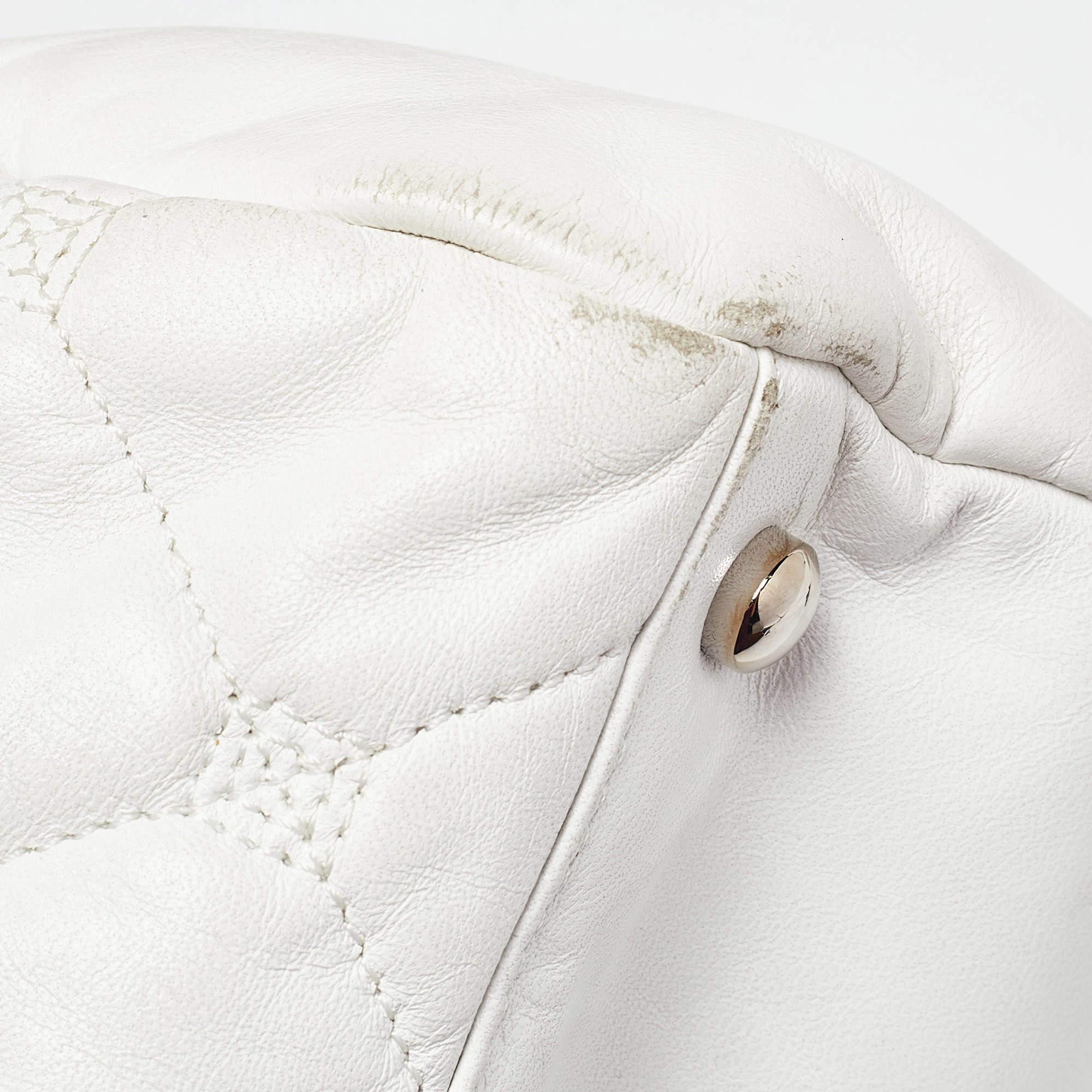 Chanel White Quilted Leather Hidden Chain Flap Bag For Sale 7