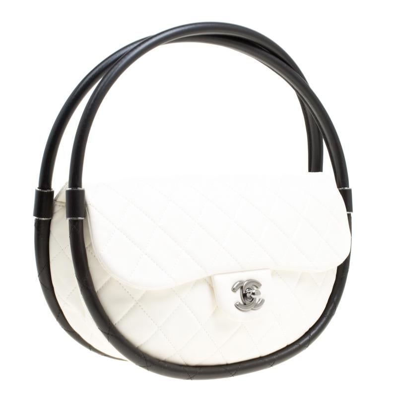 Chanel White Quilted Leather Hula Hoop Bag 3