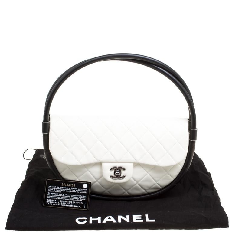 Chanel White Quilted Leather Hula Hoop Bag 5