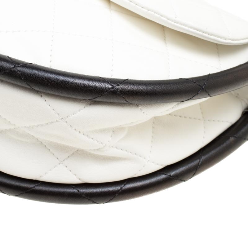 Women's Chanel White Quilted Leather Hula Hoop Bag